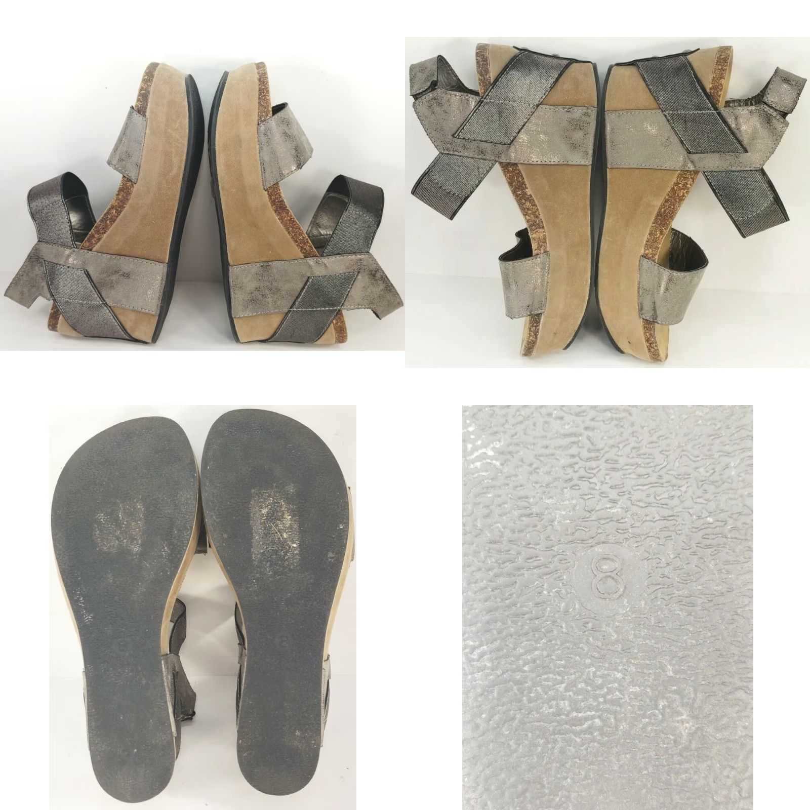 Vintage Pierre Dumas CHANTAL-2 Platform Wedge Sandals Women's Size 8 Pewter 22270 Size US 8 / IT 38 - 8 Thumbnail