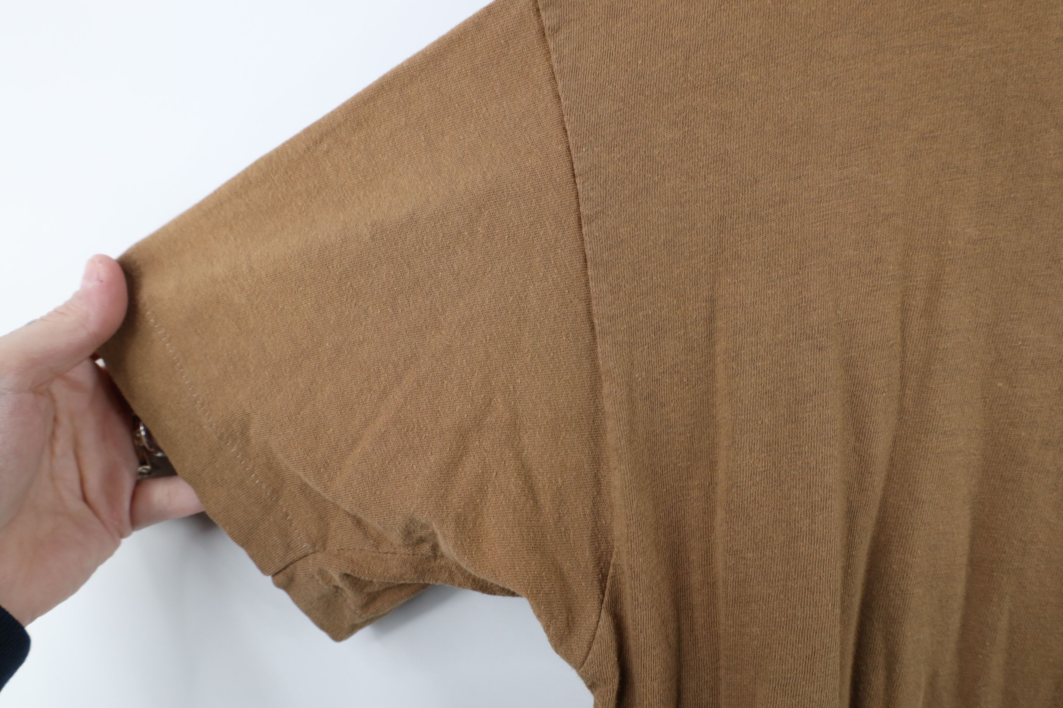 Vintage Vintage 90s Streetwear Blank Combed Cotton T-Shirt Brown USA Size US L / EU 52-54 / 3 - 7 Thumbnail