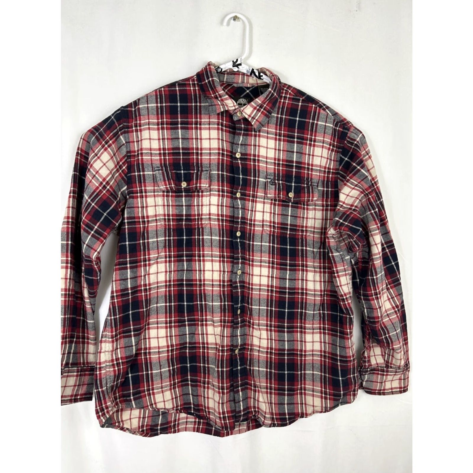 Timberland Timberland Mens XL Button-Up Flannel Shirt Plaid Red White Blue Long Sleeve Size US XL / EU 56 / 4 - 2 Thumbnail