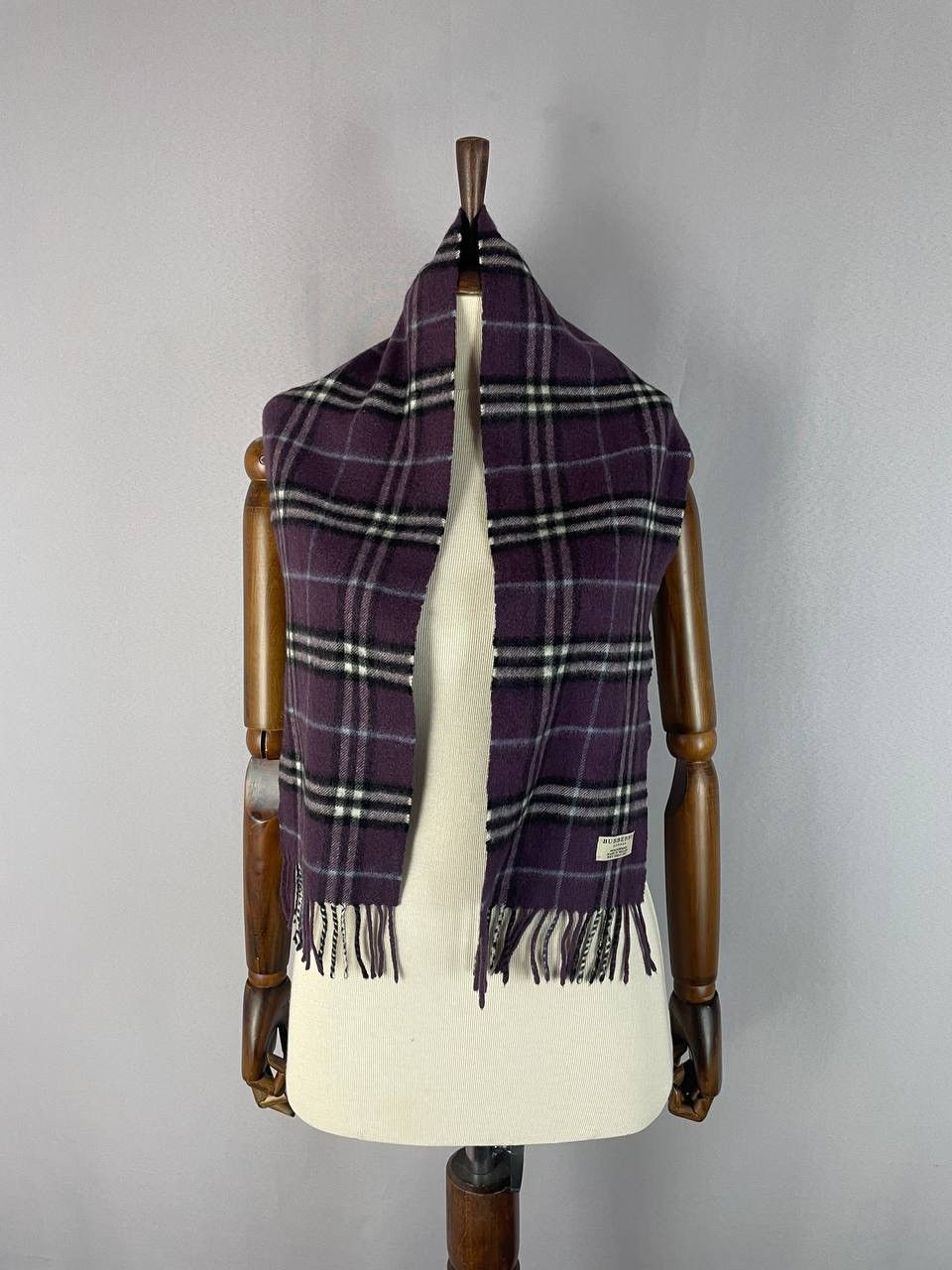 Burberry Burberry Nova Check Purple Scarf Cashmere Size ONE SIZE - 2 Thumbnail