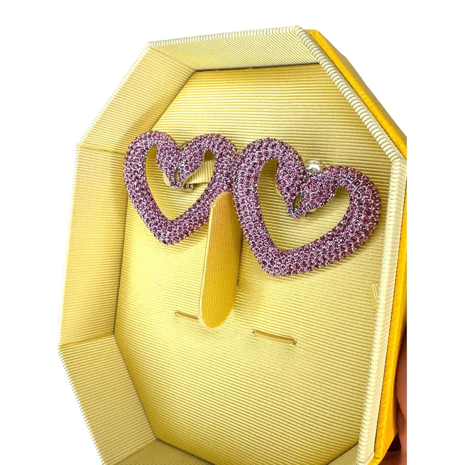 Swarovski Swarovski Sublima Clip Earrings (Heart, Large, Pink, Rhodium Size ONE SIZE - 2 Thumbnail