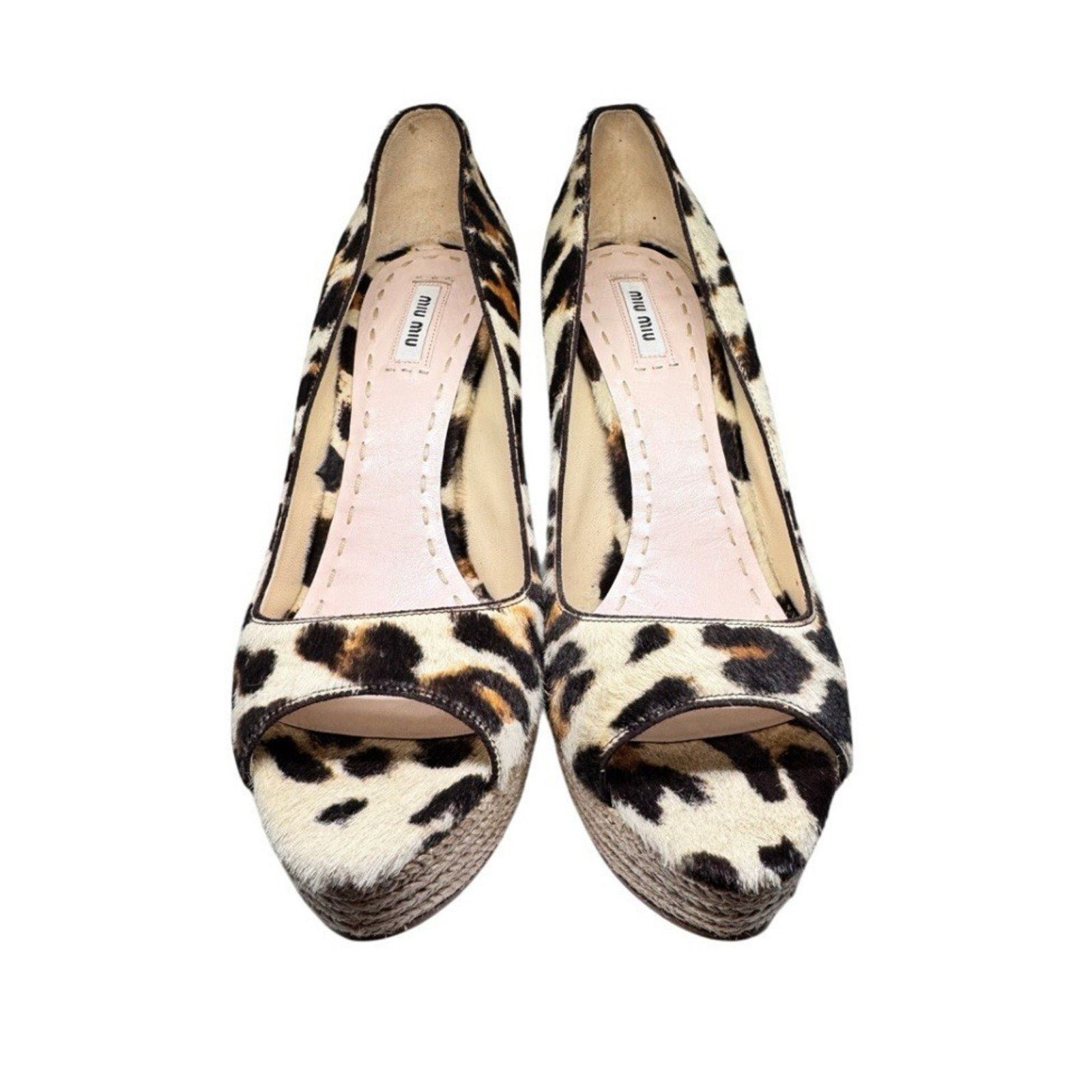 Miu Miu $995 MIU MIU PONYHAIR LEOPARD PLATFORM PUMPS SHOES 41 Size US 10.5 / IT 40.5 - 4 Thumbnail