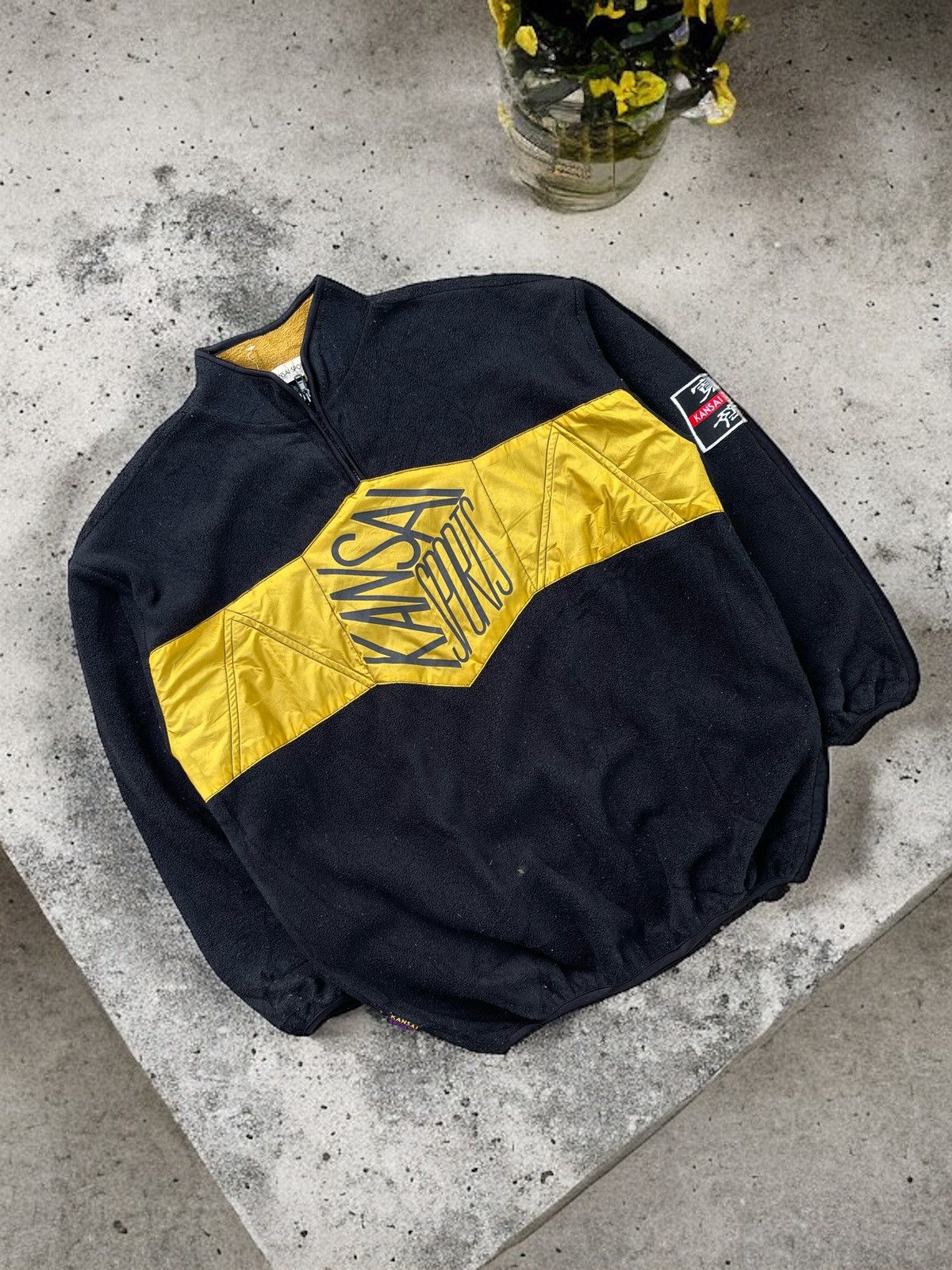 Kansai Yamamoto 🔥Vintage Kansai Sports Box Logo Fleece Sweater Half Zip Size US M / EU 48-50 / 2 - 1 Thumbnail