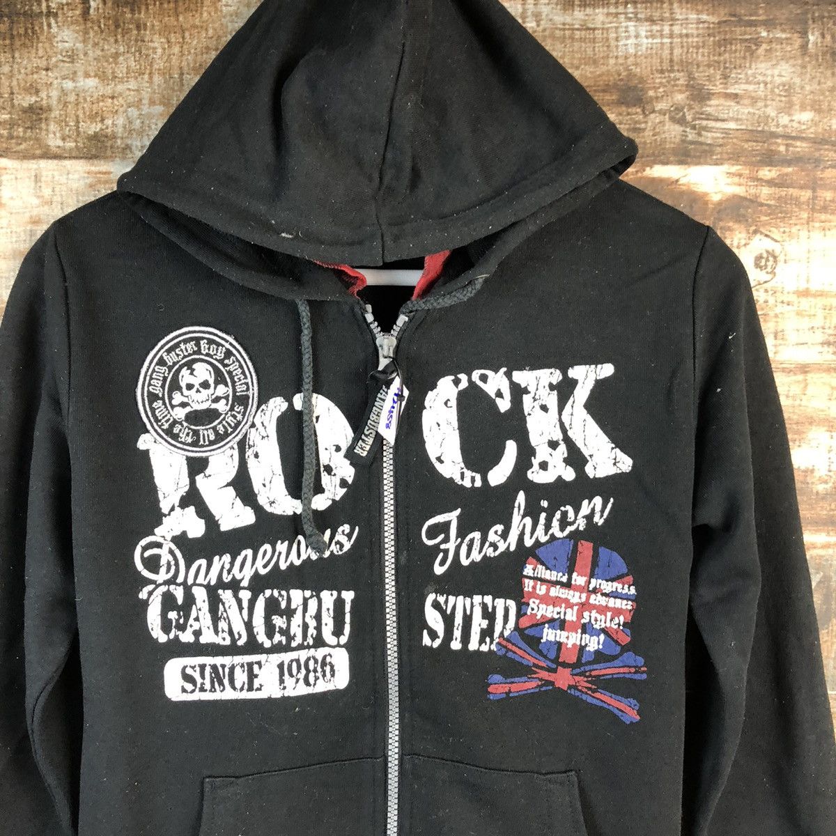Japanese Brand Gang Busters skull punk Black sweater Hoodie #A2458 Size US XS / EU 42 / 0 - 5 Thumbnail