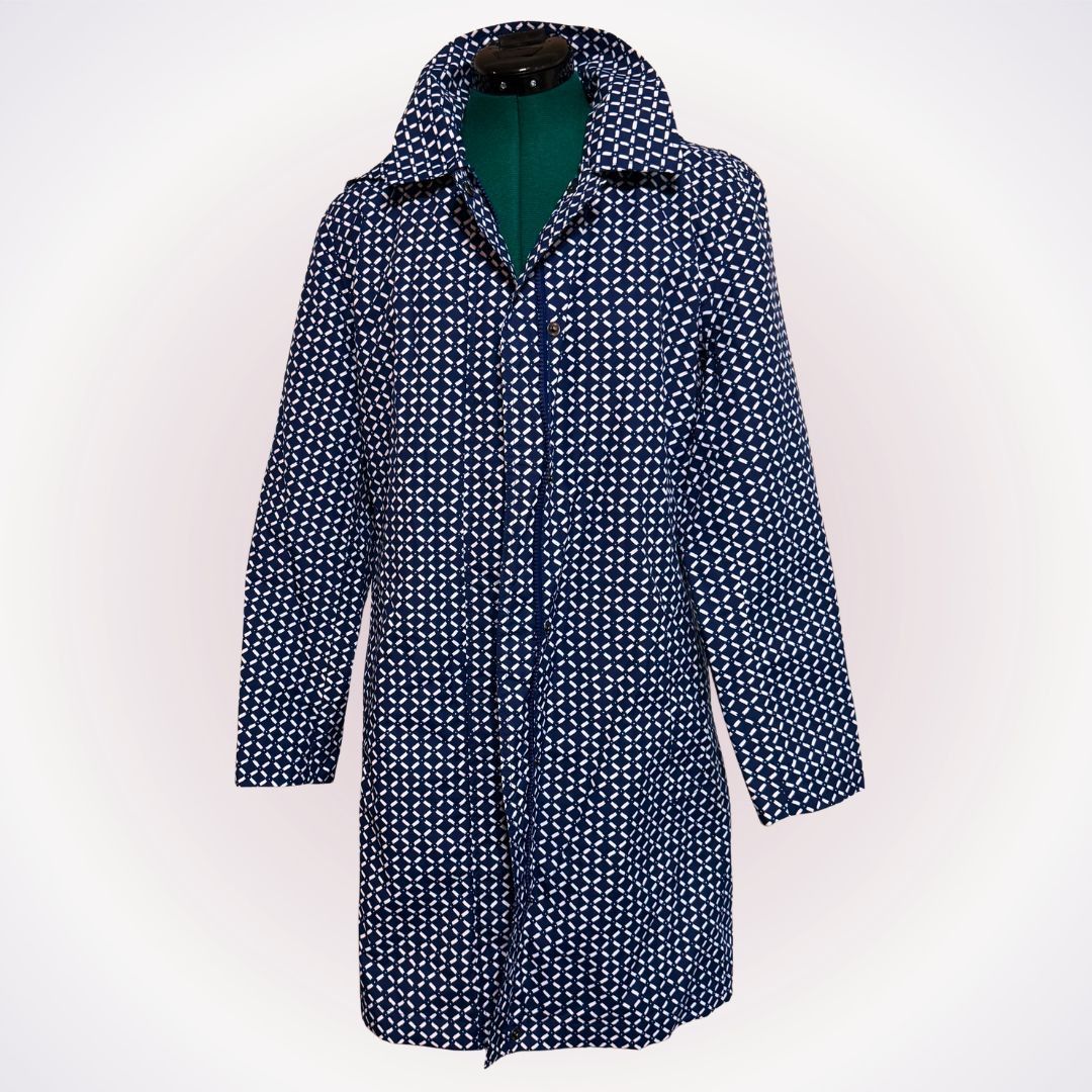 Lands' End Lands' End Blue Patterned Mid-Length Jacket | Sz M (10–12) Size M / US 6-8 / IT 42-44 - 1 Thumbnail