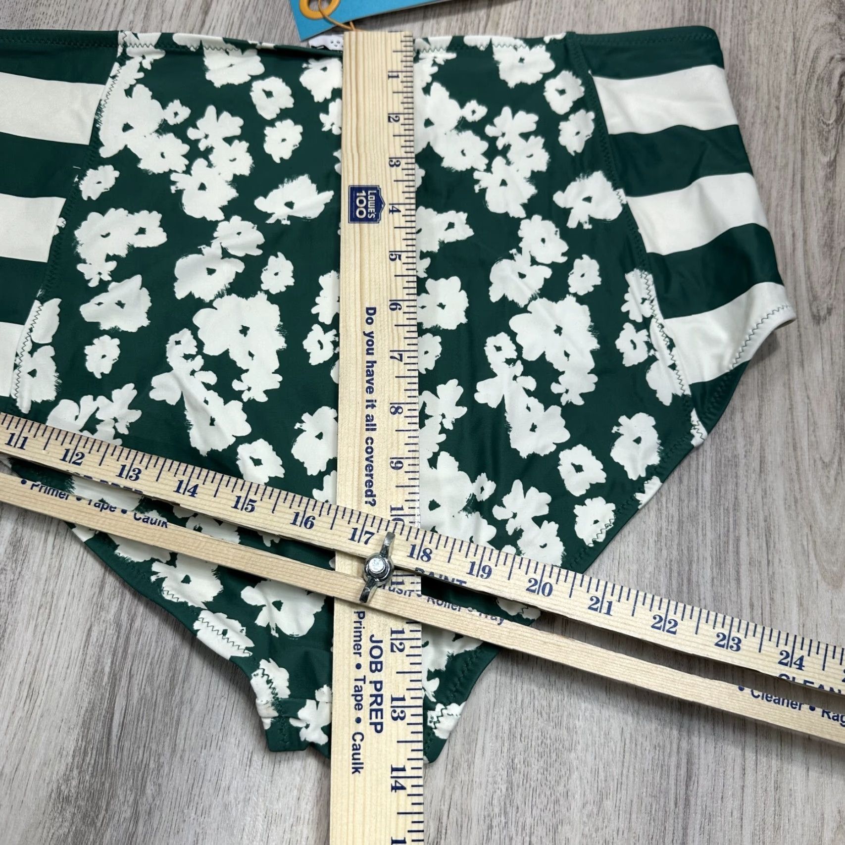 Tanya Taylor Tanya Taylor KAIA Bikini Bottom Green Floral Striped High Waist Swim 1X NWT Womens Size 40" / US 18 - 7 Thumbnail