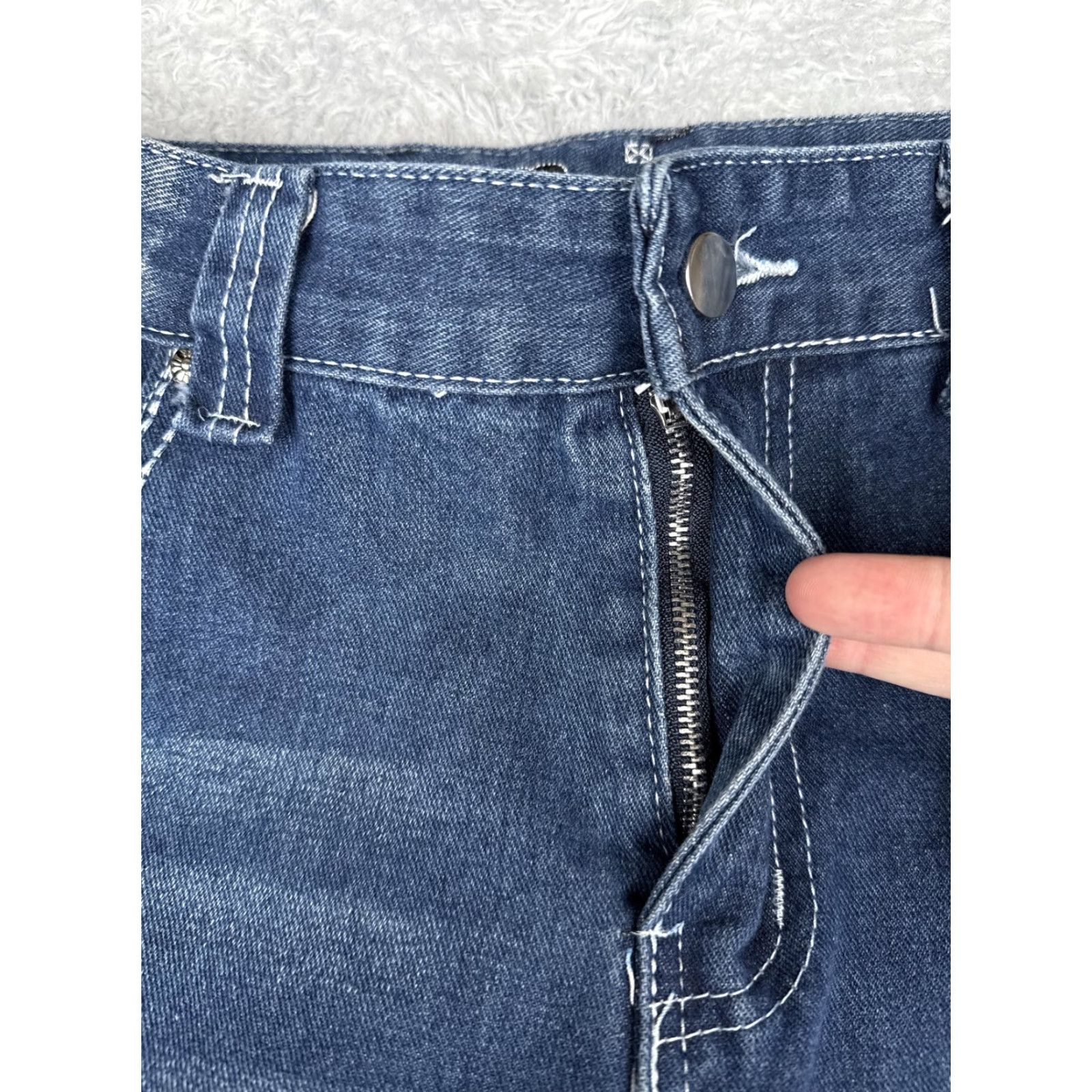 Miss Me VINTAGE Miss Me Jeans Womens 27 Blue Rhinestone Cross Back Pockets Distressed JP5854B Size 27" / US 4 / IT 40 - 5 Thumbnail