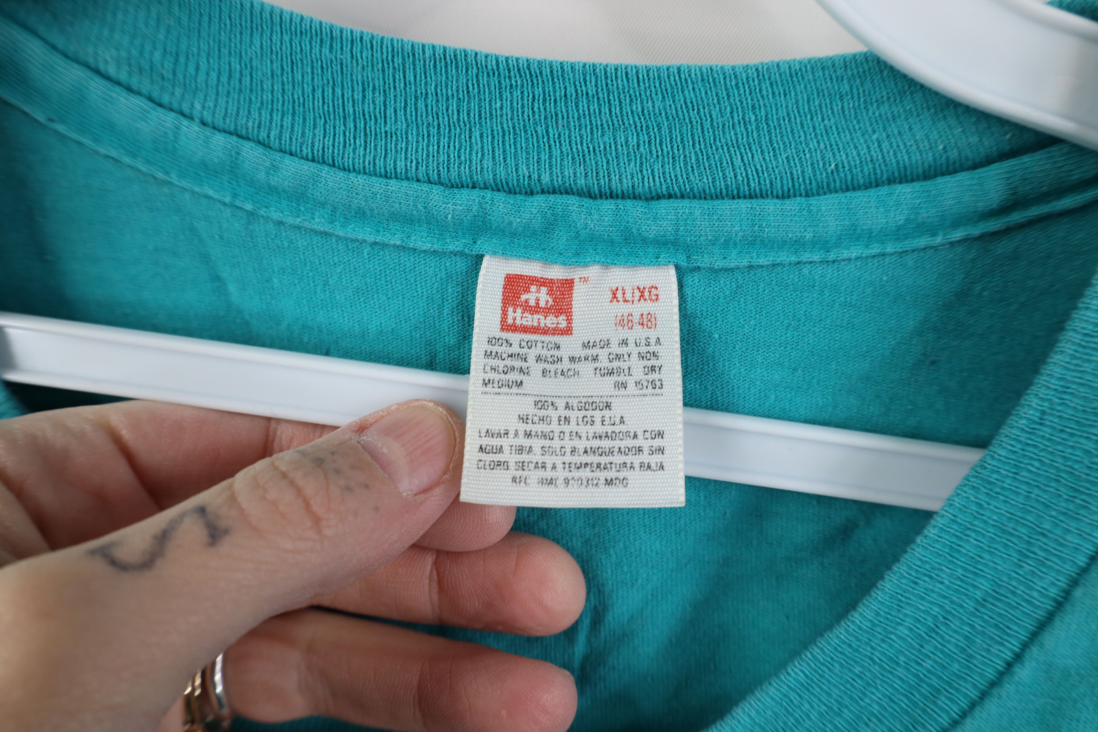 Vintage Vintage 90s Streetwear Short Sleeve T-Shirt Teal Cotton USA Size US XL / EU 56 / 4 - 8 Thumbnail