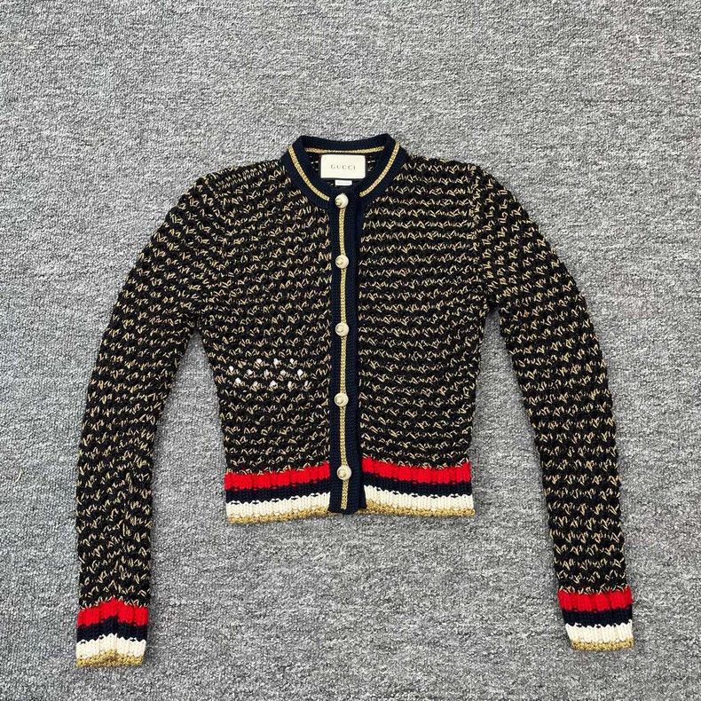 Gucci Gucci Striped Hollow Knit Jacket- DMC Size US S / EU 44-46 / 1 - 1 Thumbnail
