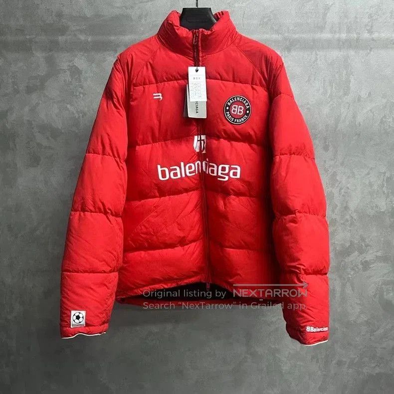 Balenciaga Balenciaga Red Football Print Logo Down Jacket. Size US S / EU 44-46 / 1 - 1 Thumbnail