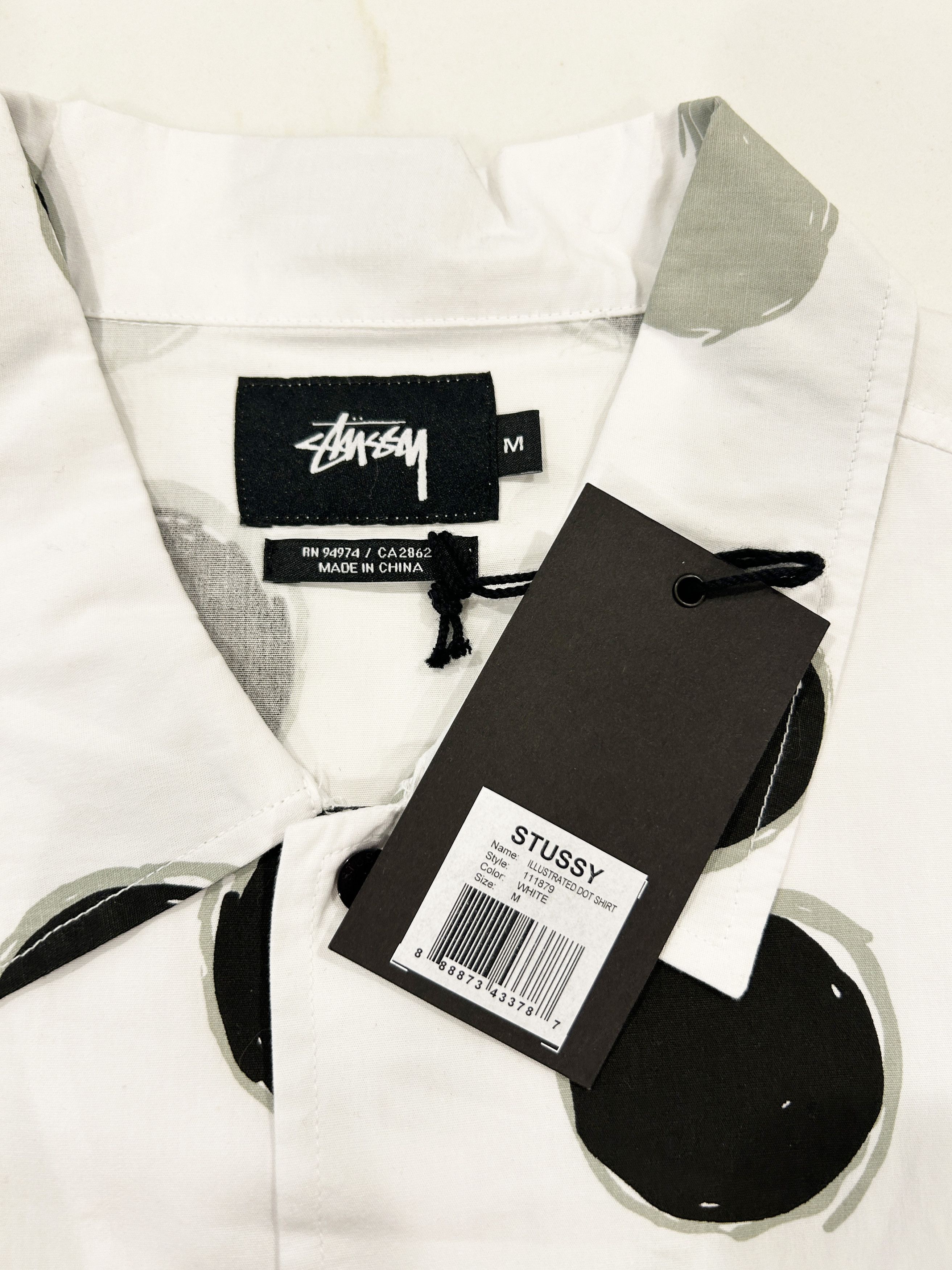 Stussy White Black Dot Shirt Size US M / EU 48-50 / 2 - 3 Thumbnail