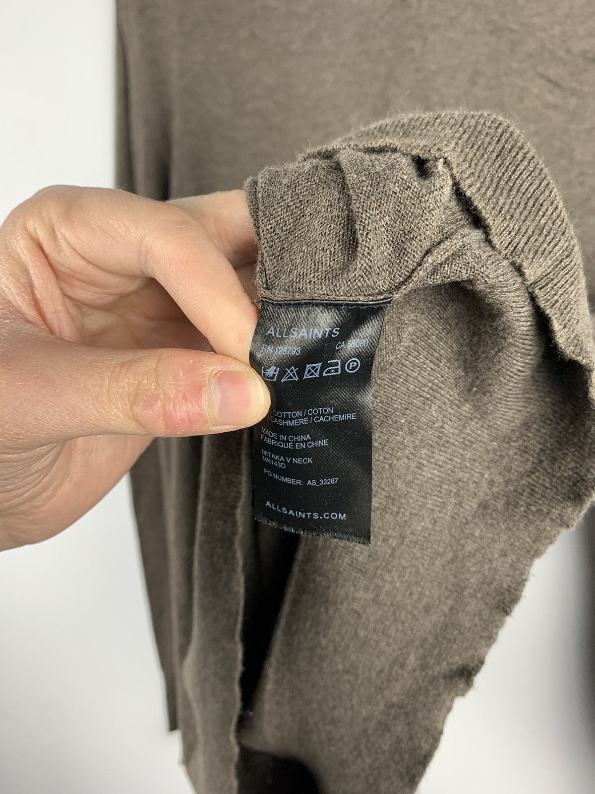 Allsaints Allsaints Mitaka V Neck Sweater Brown Cotton/Cashmere Luxury Size US L / EU 52-54 / 3 - 11 Thumbnail