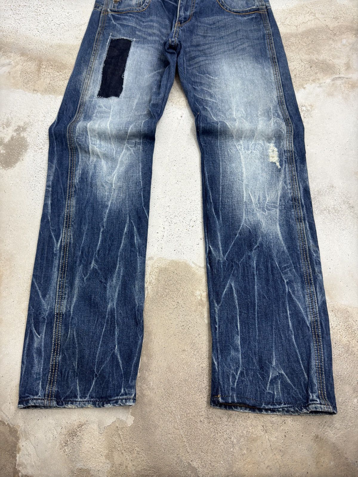 Japanese Brand Vintage Back Number Acid Washed Back Buckle Denim Jeans Size US 32 / EU 48 - 6 Thumbnail