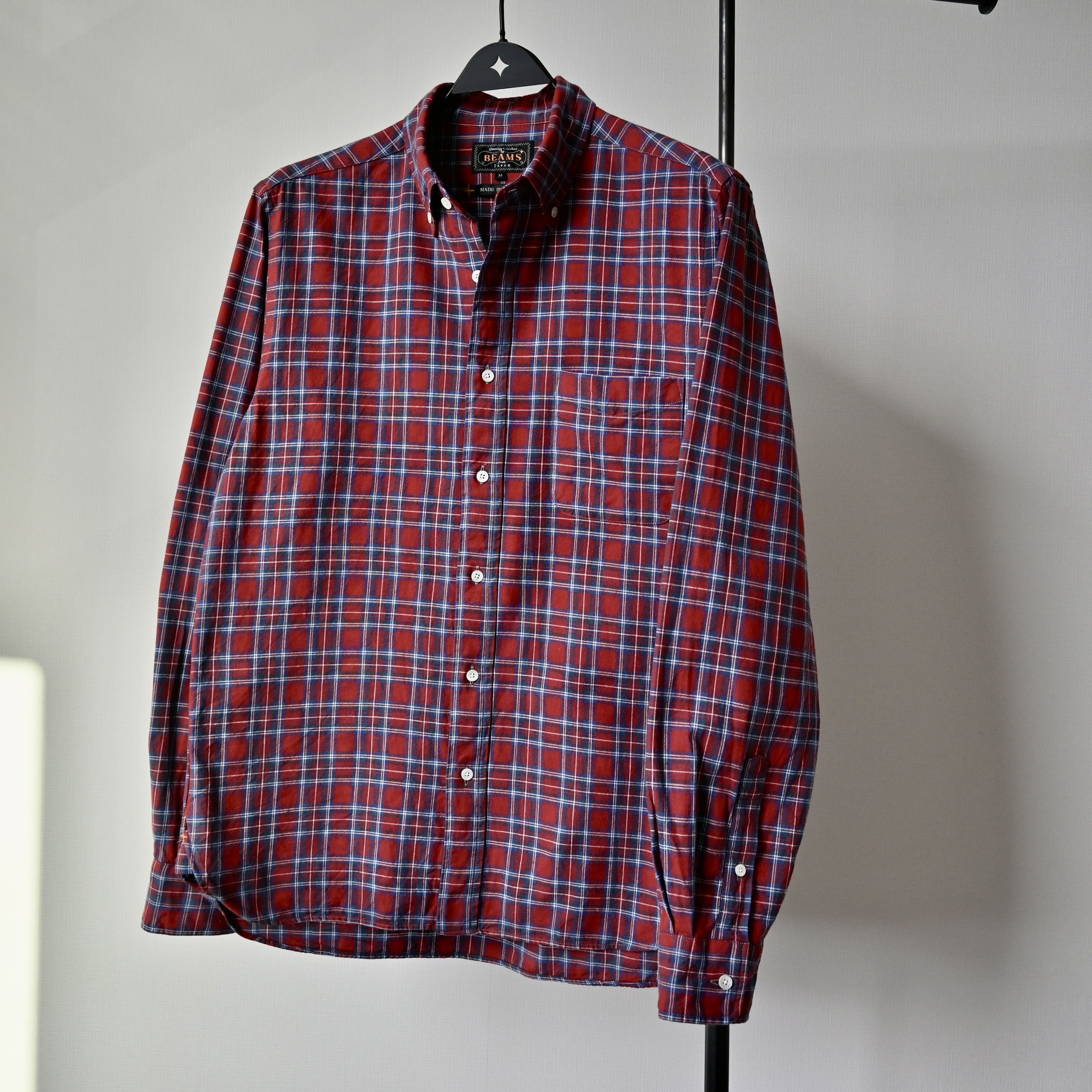 Beams Plus BEAMS Plus red tartan Oxford BD shirt, made in Japan Size US M / EU 48-50 / 2 - 18 Thumbnail