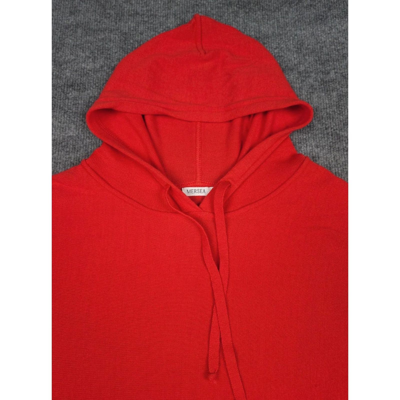Catalina Mersea Catalina Hoodie Sweater Red One Size Acrylic Drawstring Relaxed Pullover Women's Knit Dolman Sleeve Solid Knit Pattern Size ONE SIZE - 2 Thumbnail