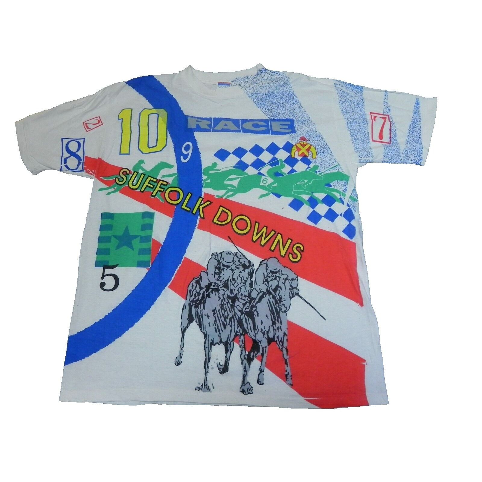 image of Vintage VTG Horse Racing Shirt Adult Extra Large Suffolk Downs Race, Men's (Size XL)