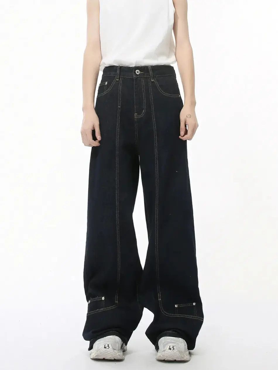 Japanese Brand Retro wide leg straight leg jeans Size US 32 / EU 48 - 1 Thumbnail