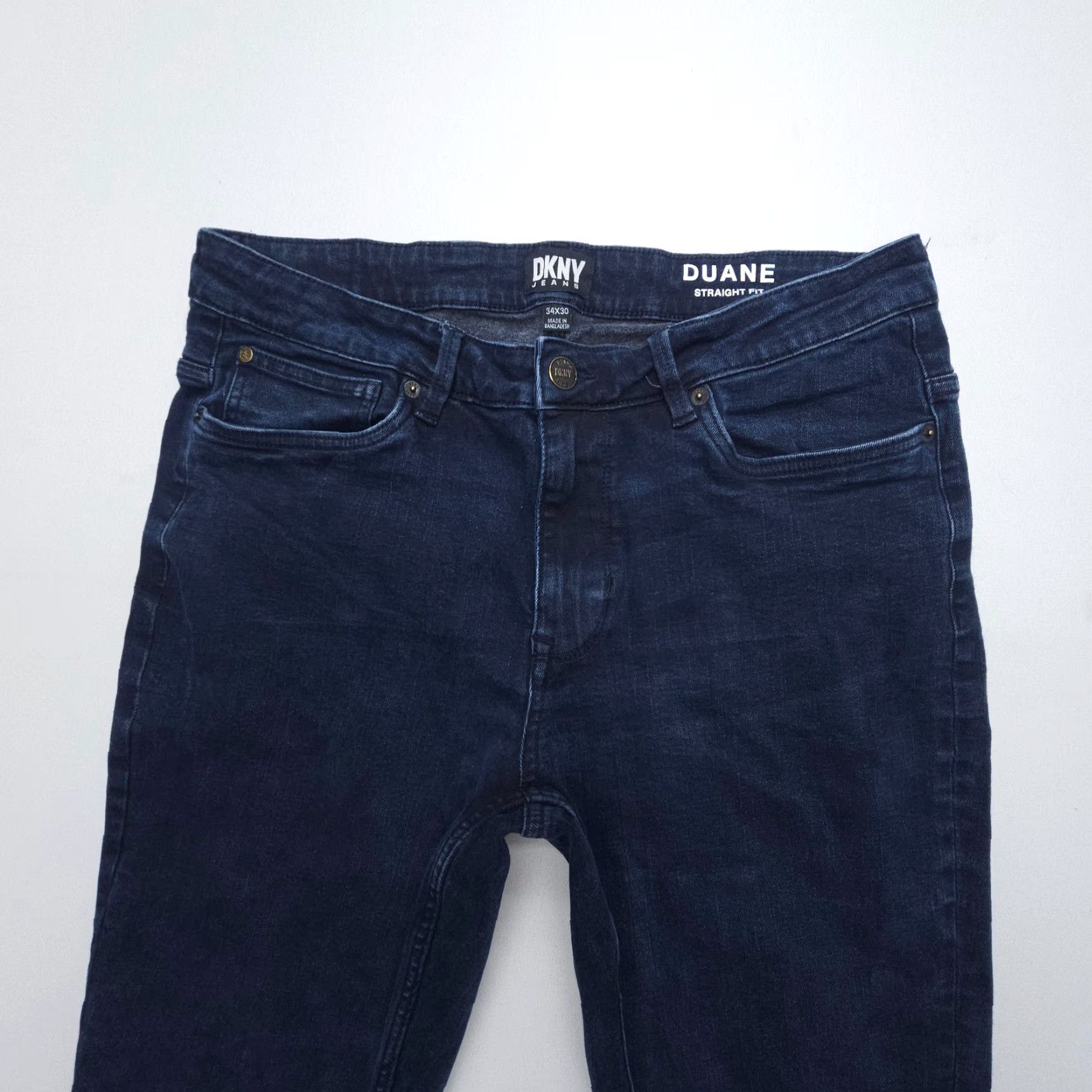 DKNY DKNY Jeans Mens 34 Straight Denim 5-Pocket Dark Wash Regular Rise Inseam 28 in Blue Cotton Blend Stretch Logo USA Vintage: No Size US 34 / EU 50 - 3 Thumbnail