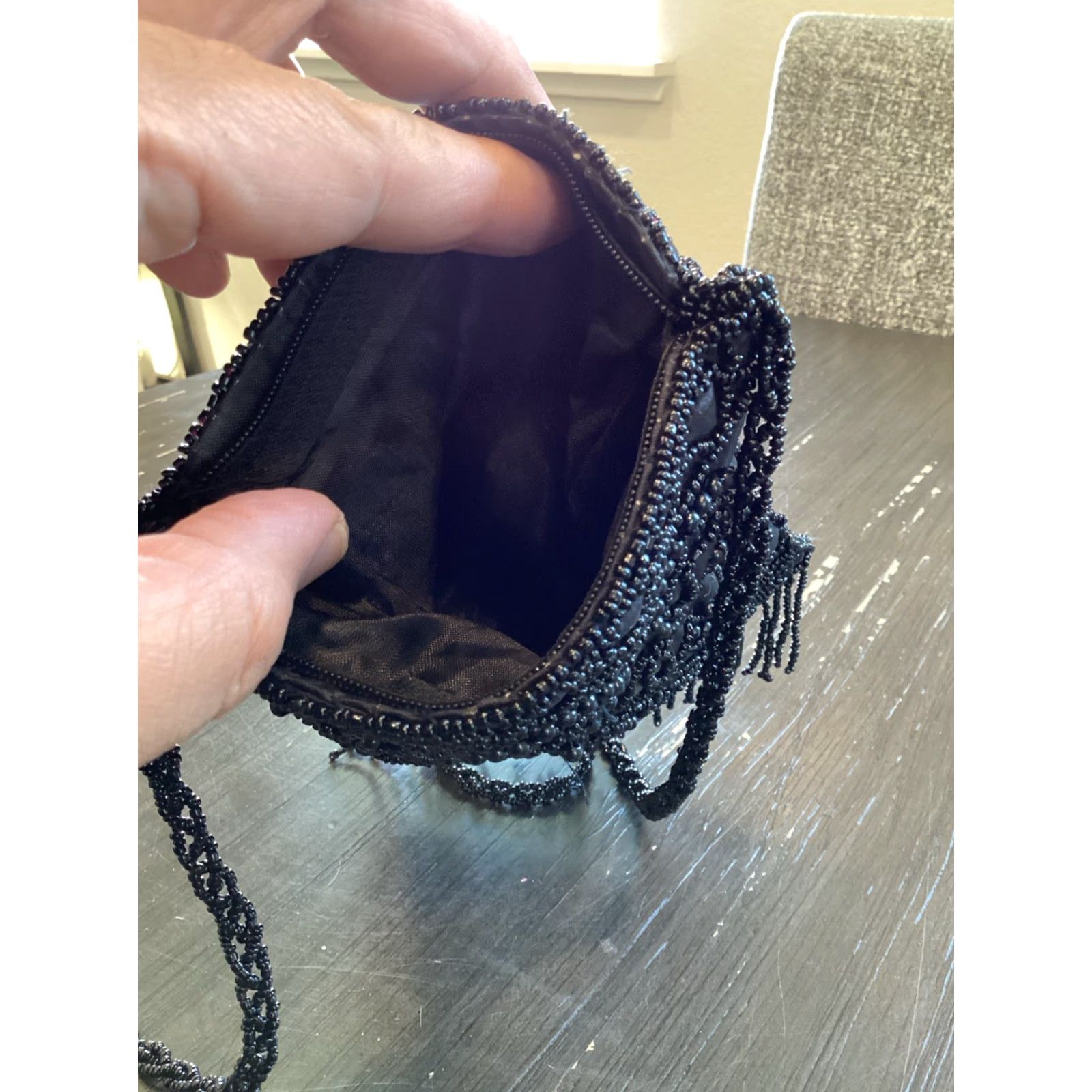 Vintage VINTAGE Beaded Crossbody Bag Shoulder Bag Women Small Black Beaded Accents 5.5-8.5” x .5-2” Bohemian Hipster Wedding Party Travel Workwear Charm Size ONE SIZE - 6 Thumbnail