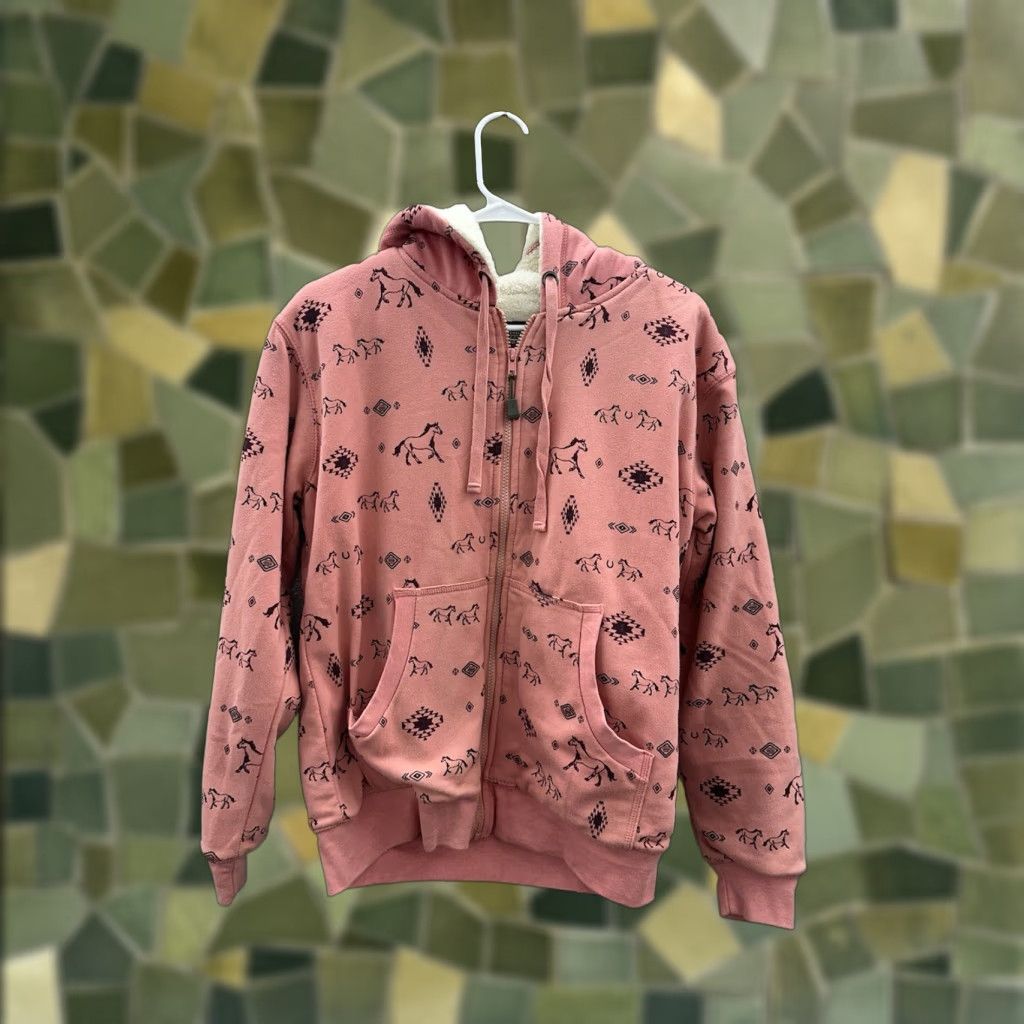 Pinko C.E. Schmidt Womens Jacket Size Medium Pink Horse Zip Up Hooded Sherpa Lined Size M / US 6-8 / IT 42-44 - 1 Thumbnail