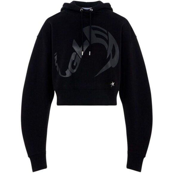 Mugler Mugler Logo Print Cropped Hoodie Size L Unisex Black Size L / US 10 / IT 46 - 15 Thumbnail