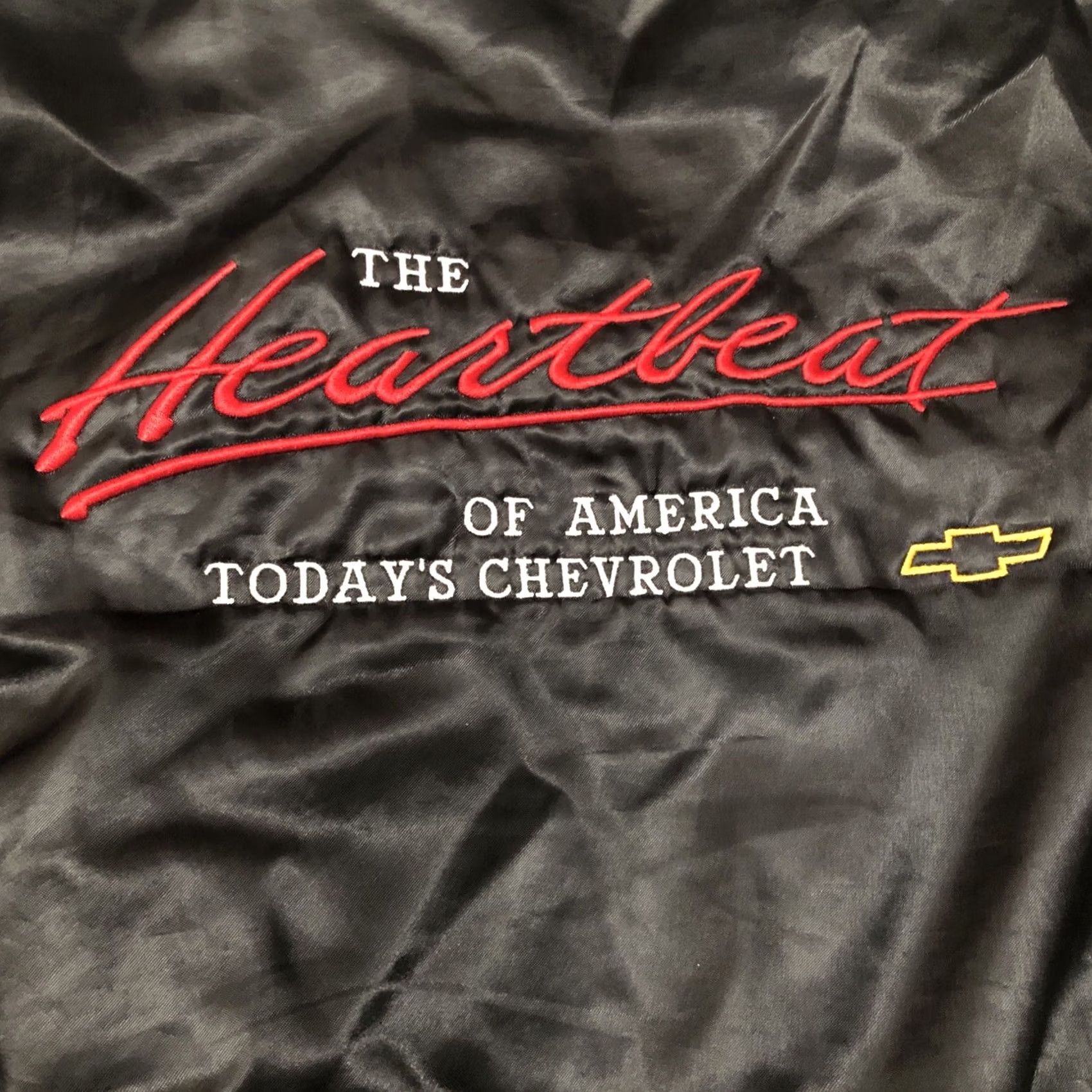 Vintage VINTAGE Don Alleson Sportswear Chevrolet Bomber Jacket Adult XL Black Satin Heartbeat 90s Cars Jacket Mens Size US XL / EU 56 / 4 - 2 Thumbnail