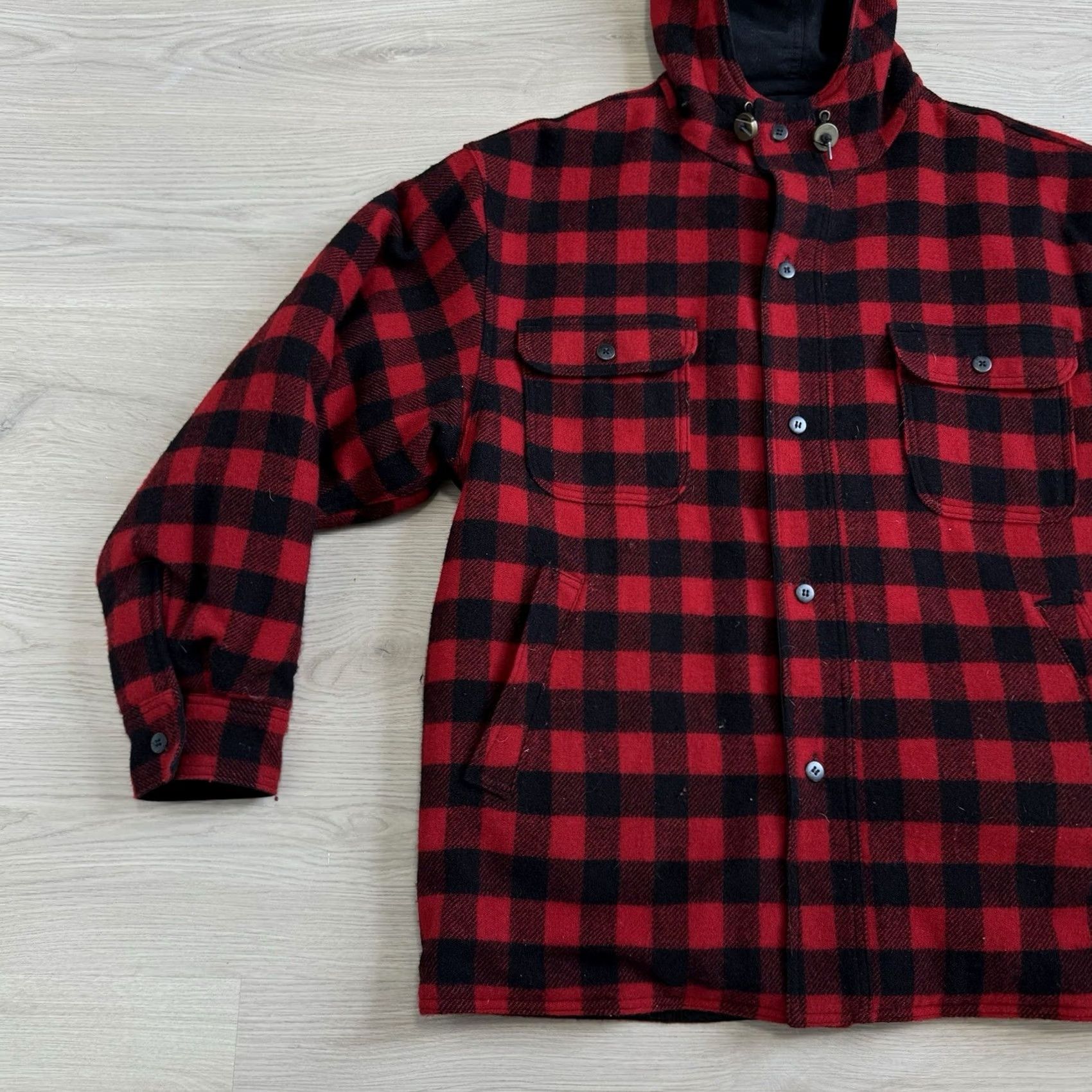 Vintage VINTAGE Woolrich Parka Jacket Reversible Plaid Wool Red Black Size L Men Size US L / EU 52-54 / 3 - 3 Thumbnail