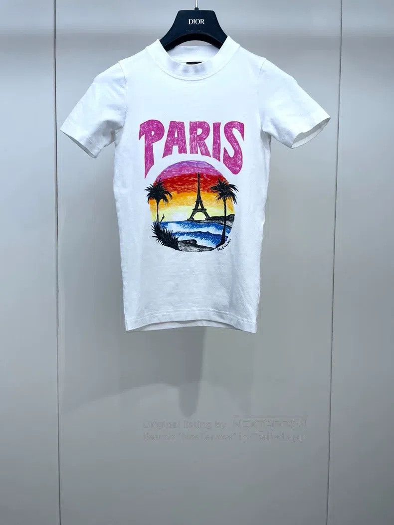 Balenciaga Balenciaga Beachwear PARIS Slim Fit Small Size T-Shirt Size XS / US 0-2 / IT 36-38 - 1 Thumbnail
