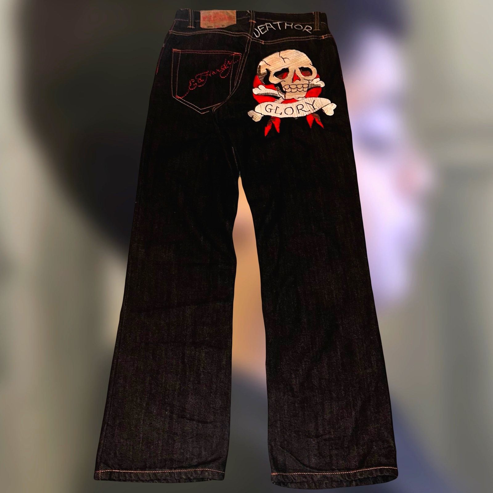 Ed Hardy ed hardy jeans death or glory skull embroidery jeans Size US 30 / EU 46 - 1 Thumbnail