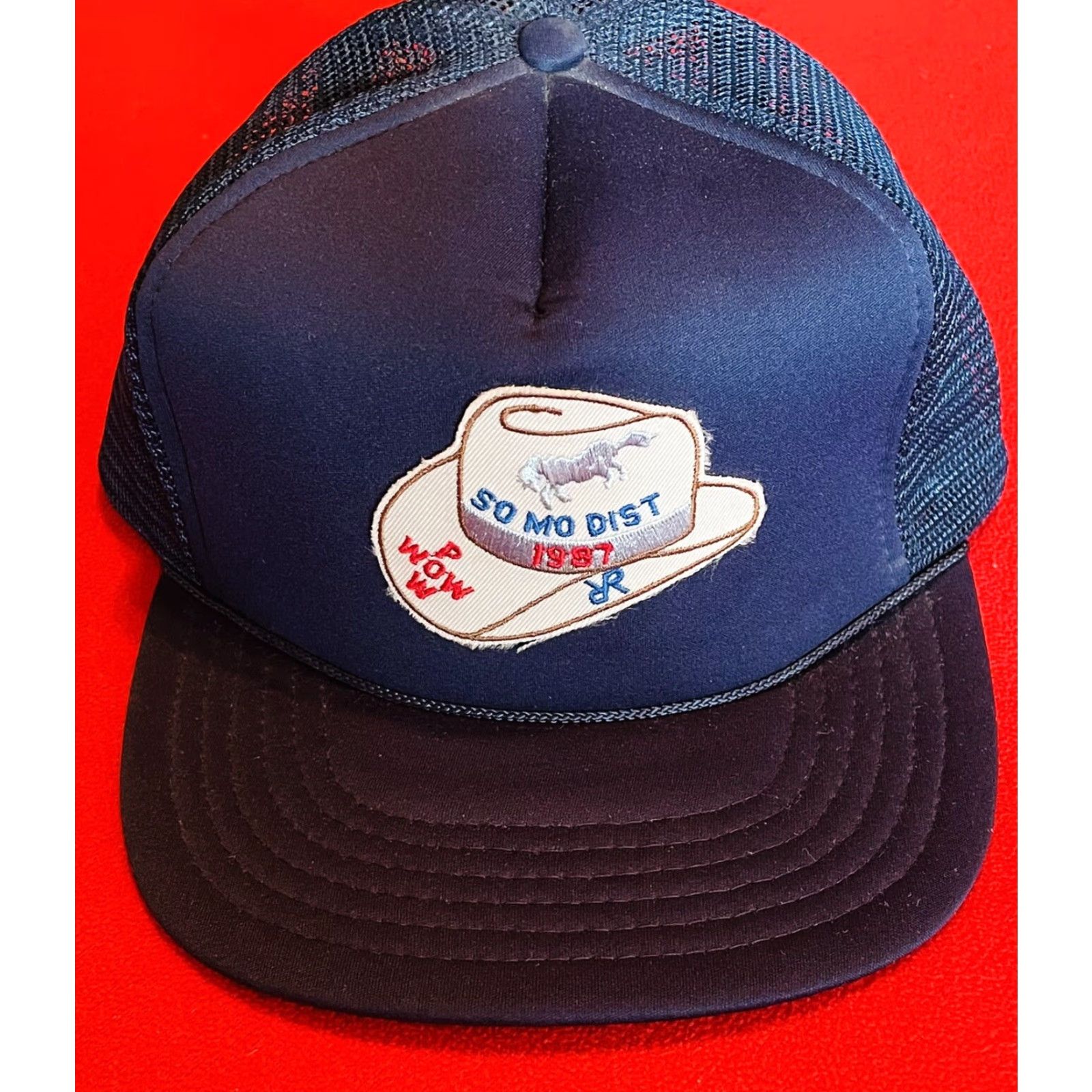 Vintage VINTAGE Men’s Blue SO MO Dist 1987 Pow Wow Baseball Hat Cap Adjustable Snapback Size ONE SIZE - 2 Thumbnail