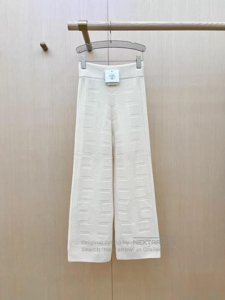 Hermes Hermes White H full print wool straight-leg pants Size 42" / US 20 - 1 Thumbnail