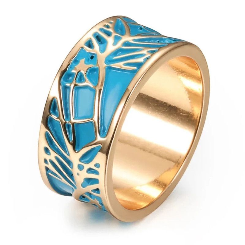 Jewelry Blue Enamel Unique Rings Size ONE SIZE - 1 Thumbnail