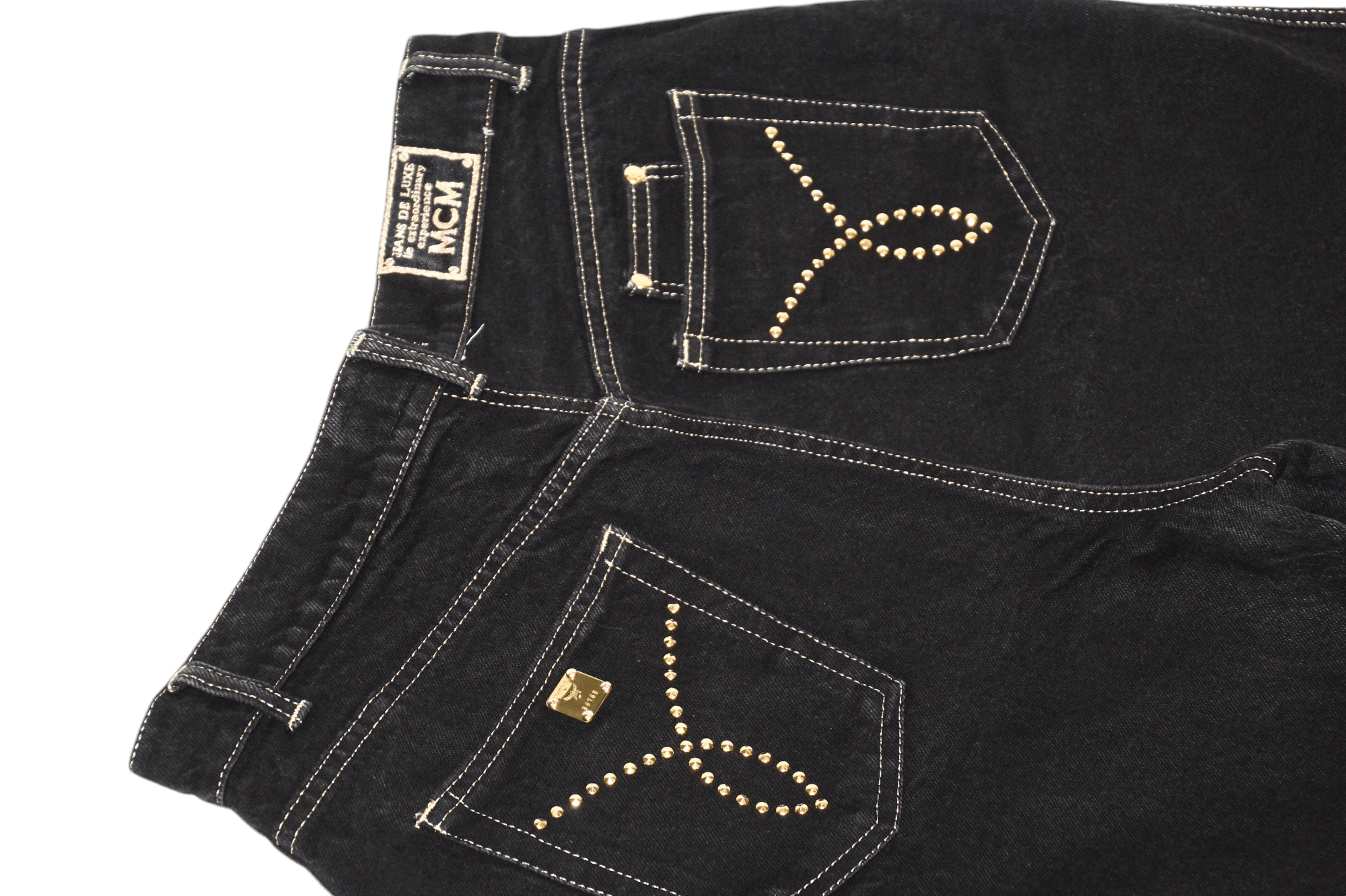 MCM RARE🔥90's MCM Studded Gold Taper Baggy Jeans Size US 32 / EU 48 - 10 Thumbnail