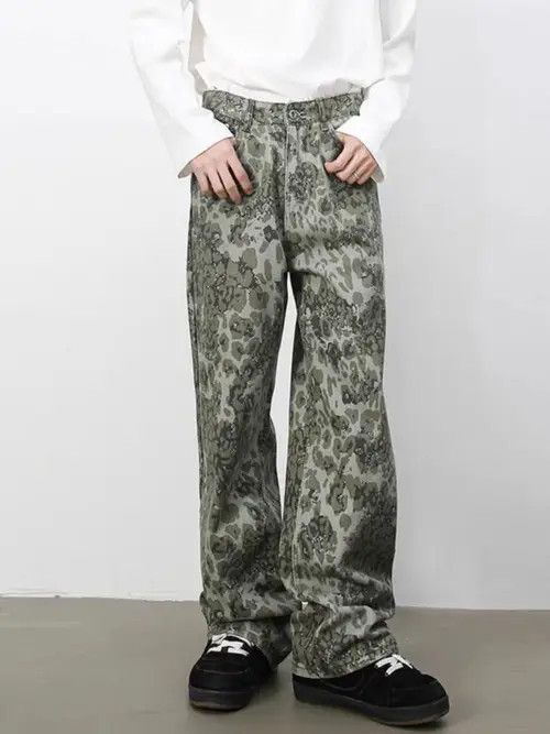 Japanese Brand VIBE Vintage washed camouflage leopard print baggy jeans Size US 34 / EU 50 - 6 Thumbnail
