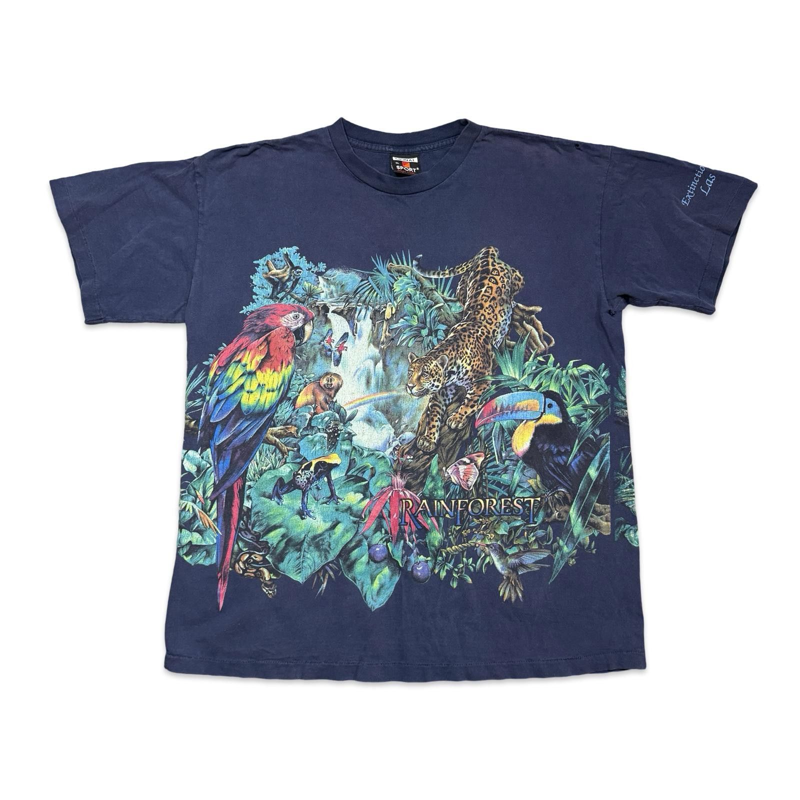 Designer Vintage Signal Rainforest Nature Wildlife Print T-Shirt Size US XL / EU 56 / 4 - 1 Thumbnail