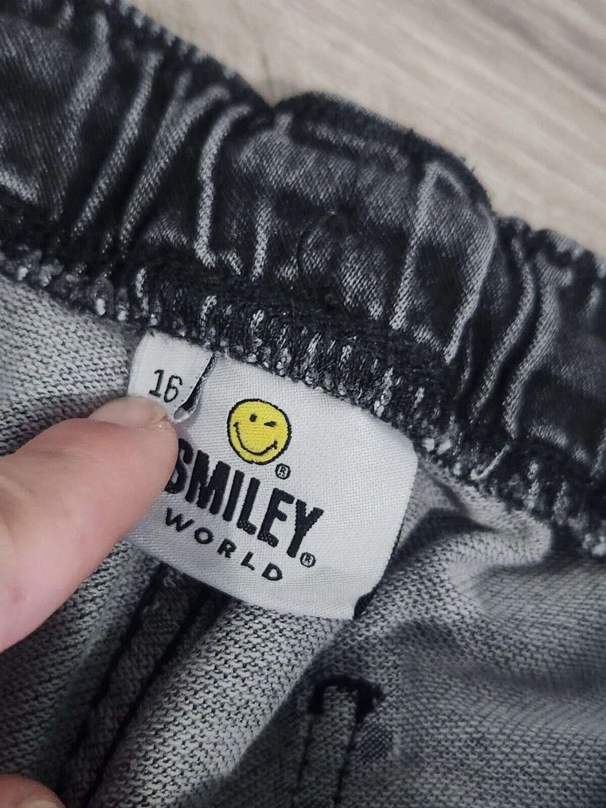 Designer Smiley World Shorts Sz 16 Black Drawstring Waist Y2k Size US 26 / EU 42 - 3 Thumbnail