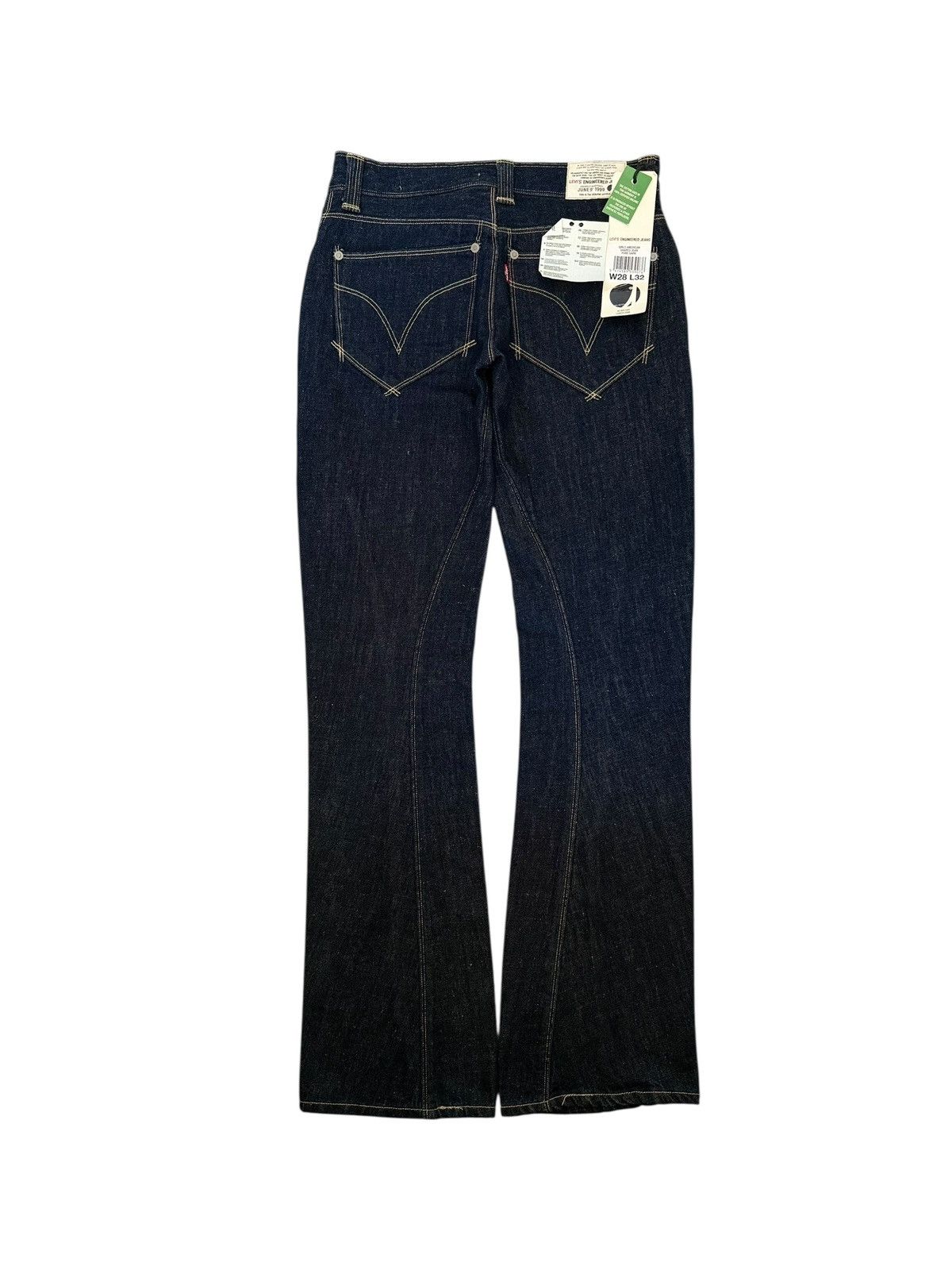 Levi's 1999 Levi’s Engineered Navy Baggy Flared Twisted Denim Jeans Size 28" / US 6 / IT 42 - 1 Thumbnail