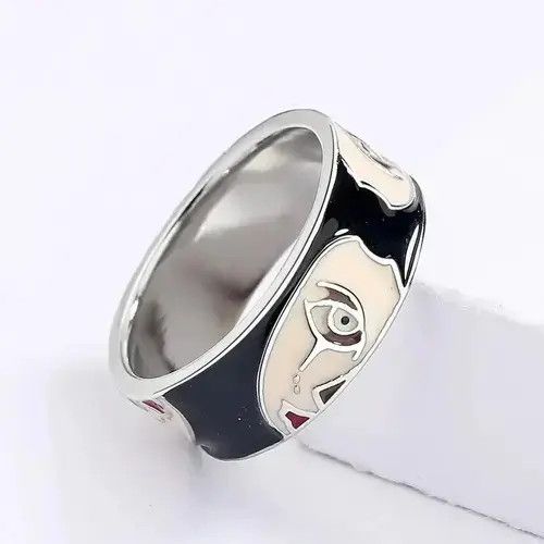 Jewelry Creative Handmade Irregular Half Face Enamel Heart Ring Size ONE SIZE - 1 Thumbnail