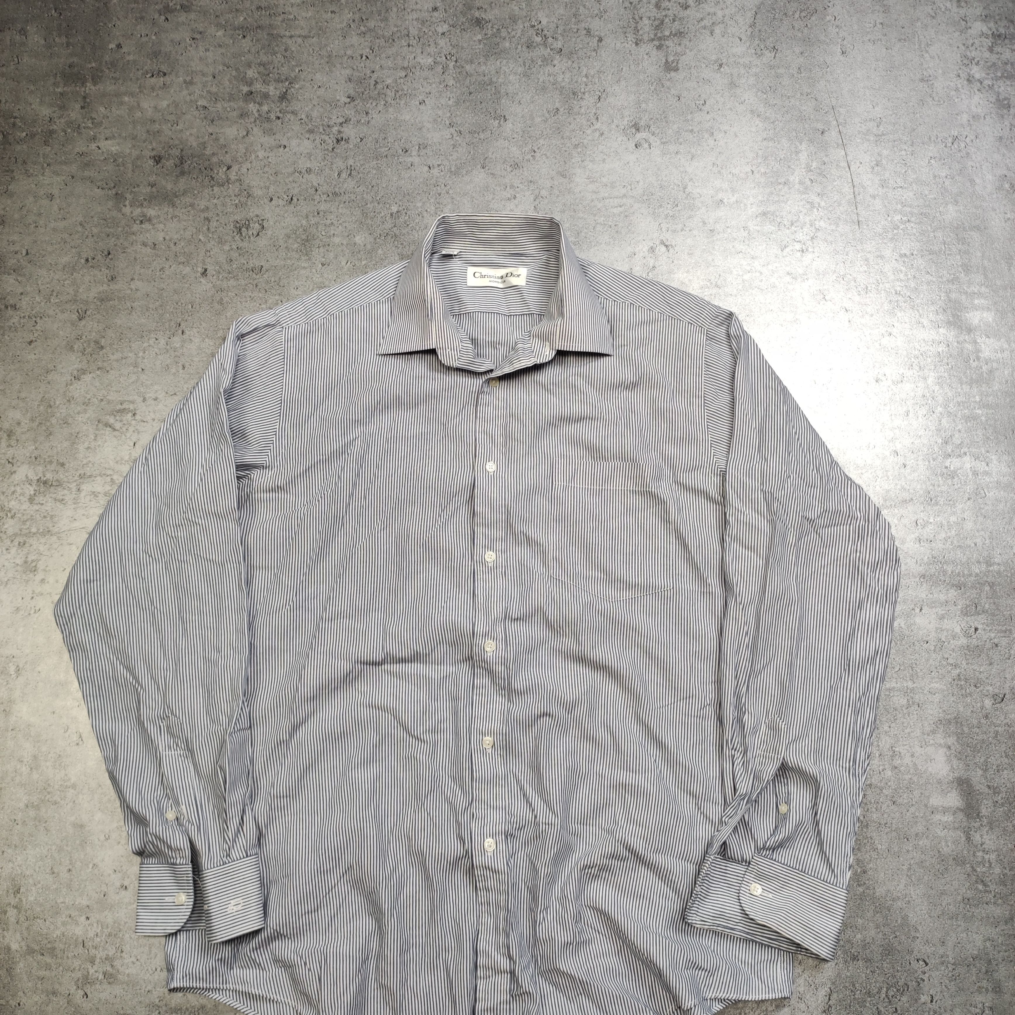 Christian Dior Monsieur × Dior × Vintage RARE Christian Dior Monsieur Vintage Striped Pocket Shirt Size US L / EU 52-54 / 3 - 2 Thumbnail