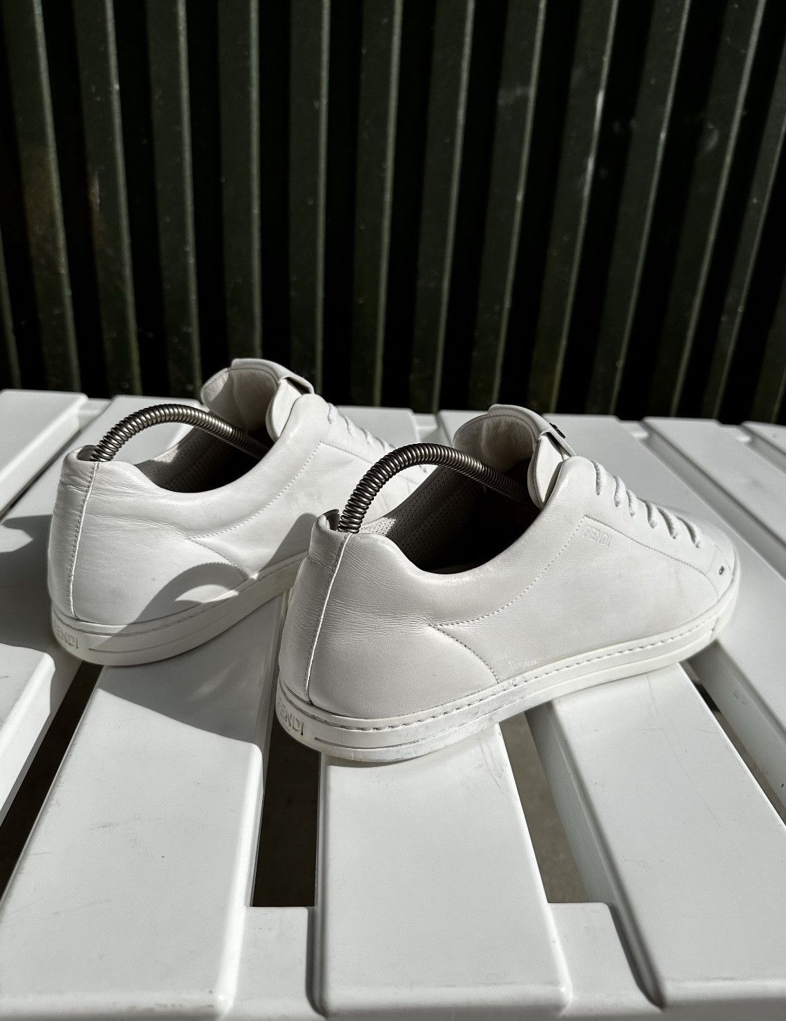 Fendi Fendi White Leather Sneakers Size US 8 / EU 41 - 4 Thumbnail