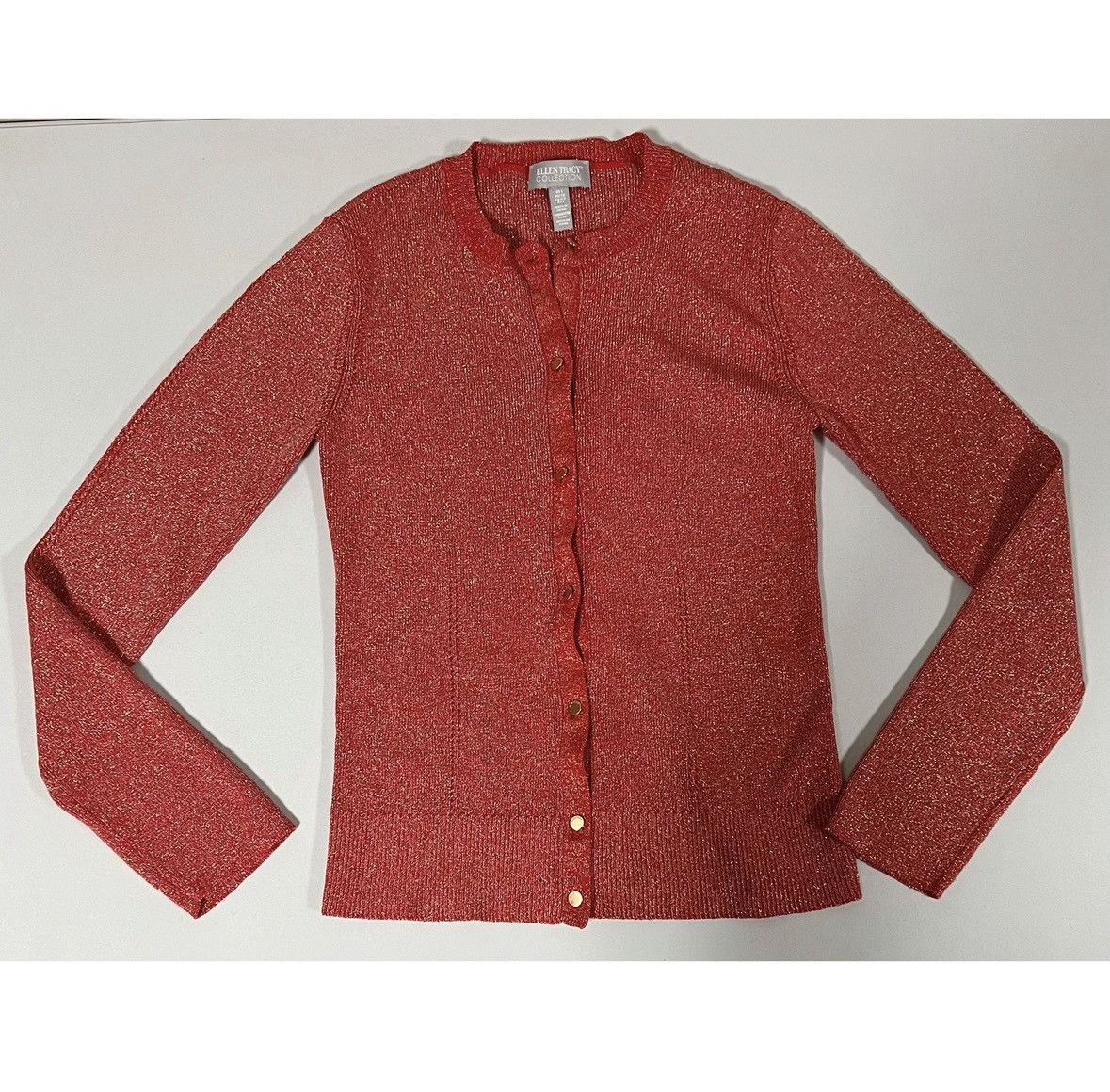 Ellen Tracy Ellen Tracy Red Gold Knit Sweater Cardigan Top Size S ❤️✨ Size S / US 4 / IT 40 - 3 Thumbnail