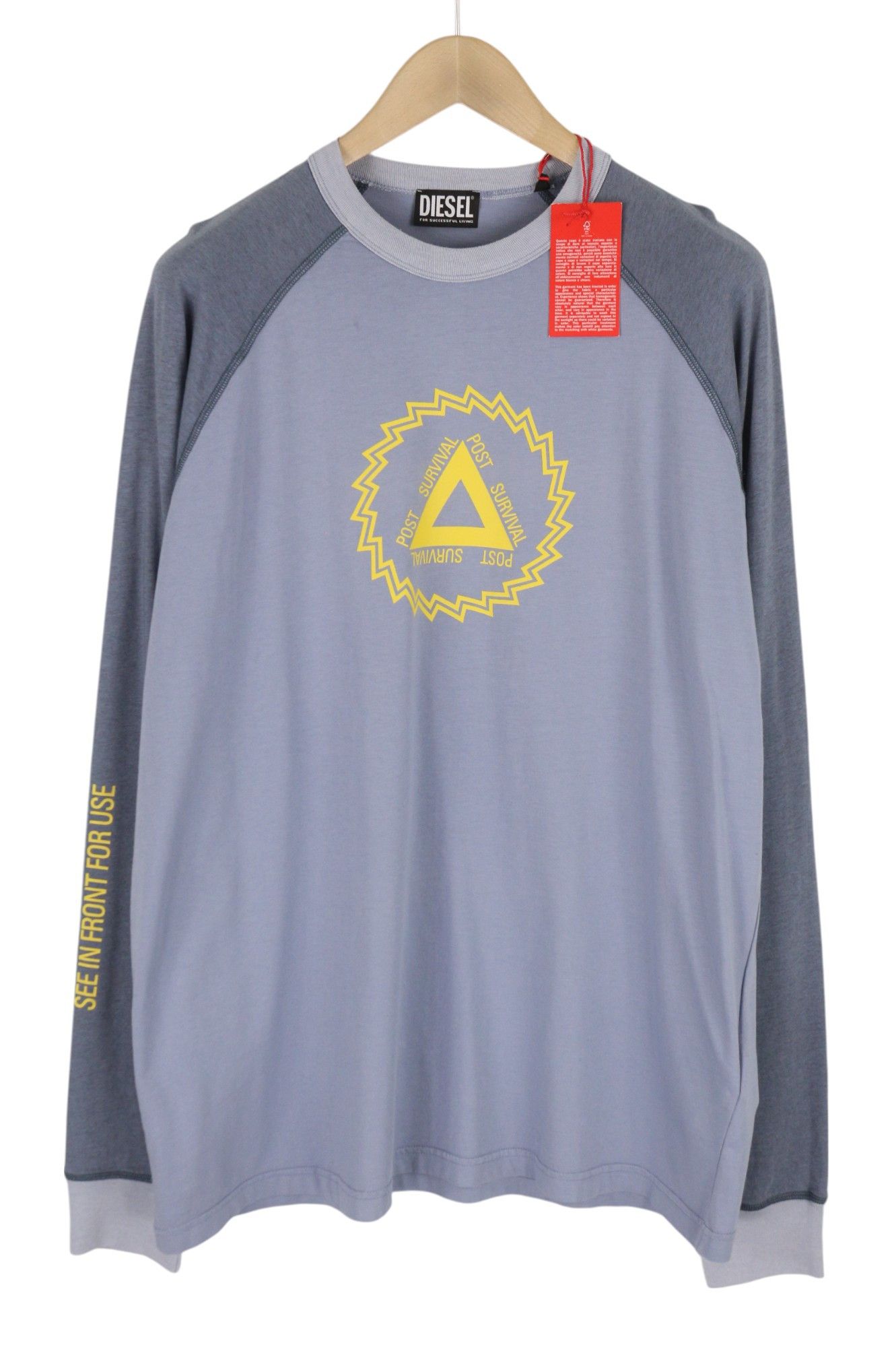 Diesel T-JUSLAN-LS 2XL Blue Crew Neck Tricot T-Shirt 85142 Size US XXL / EU 58 / 5 - 1 Thumbnail