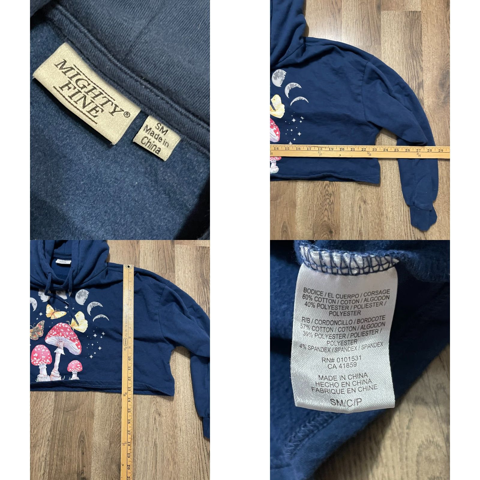 Vintage Mighty Fine Outfit Sweatshirt+Pants, Women's SM, Blue, Butterfly Mushroom Moons, Outfit/Set, Modern, Fall/Spring/Summer, Womens Size S / US 4 / IT 40 - 8 Thumbnail