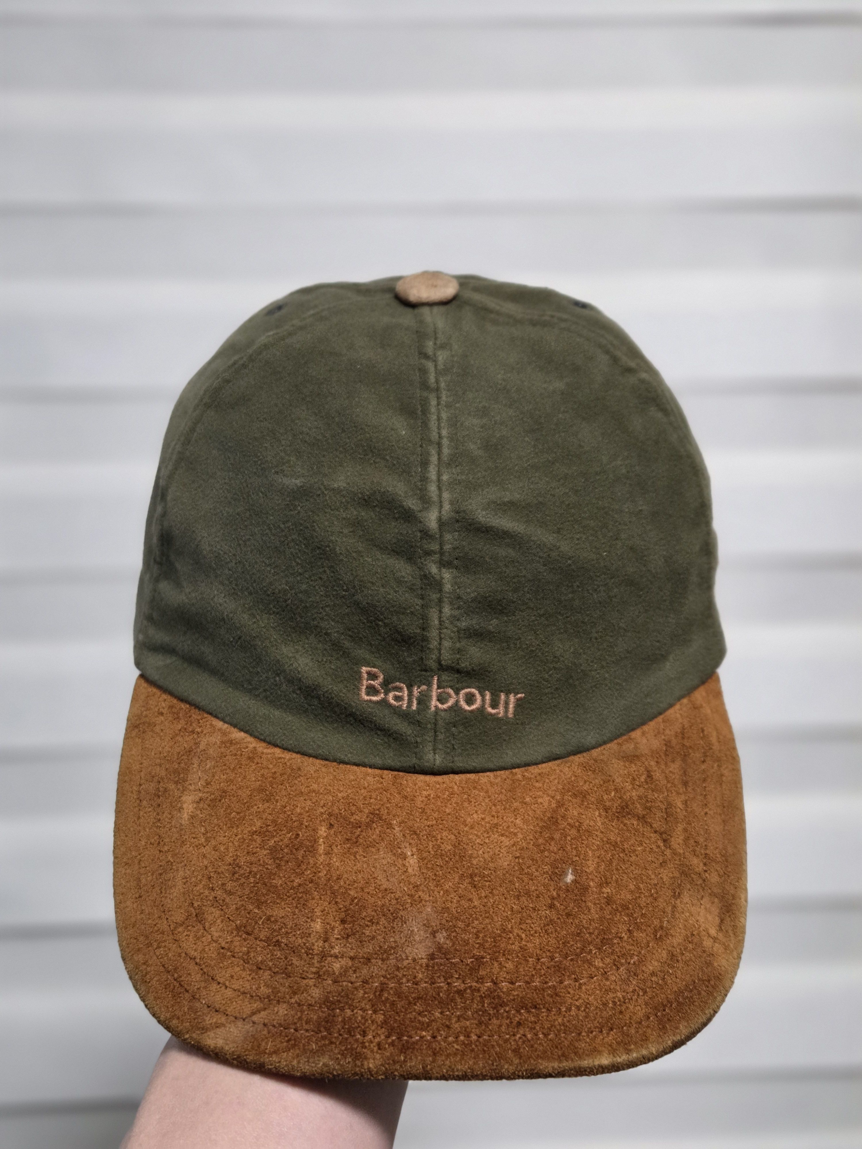 Barbour Vintage MADE IN SCOTLAND barbour Waxed Cotton Suede bill cap Size ONE SIZE - 1 Thumbnail