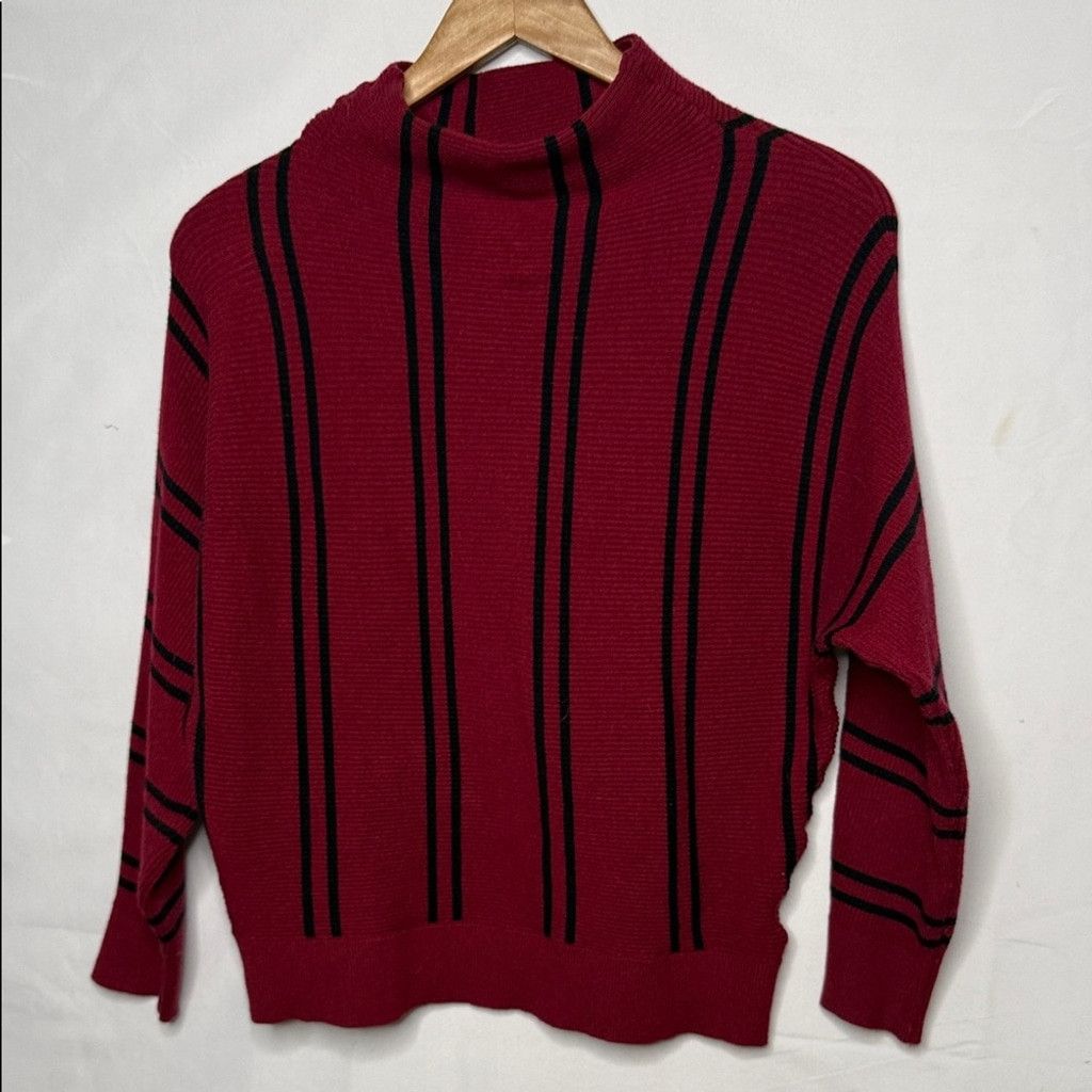 Magaschoni Magaschoni Mock neck Dolman striped red black sweater sz S Size S / US 4 / IT 40 - 1 Thumbnail