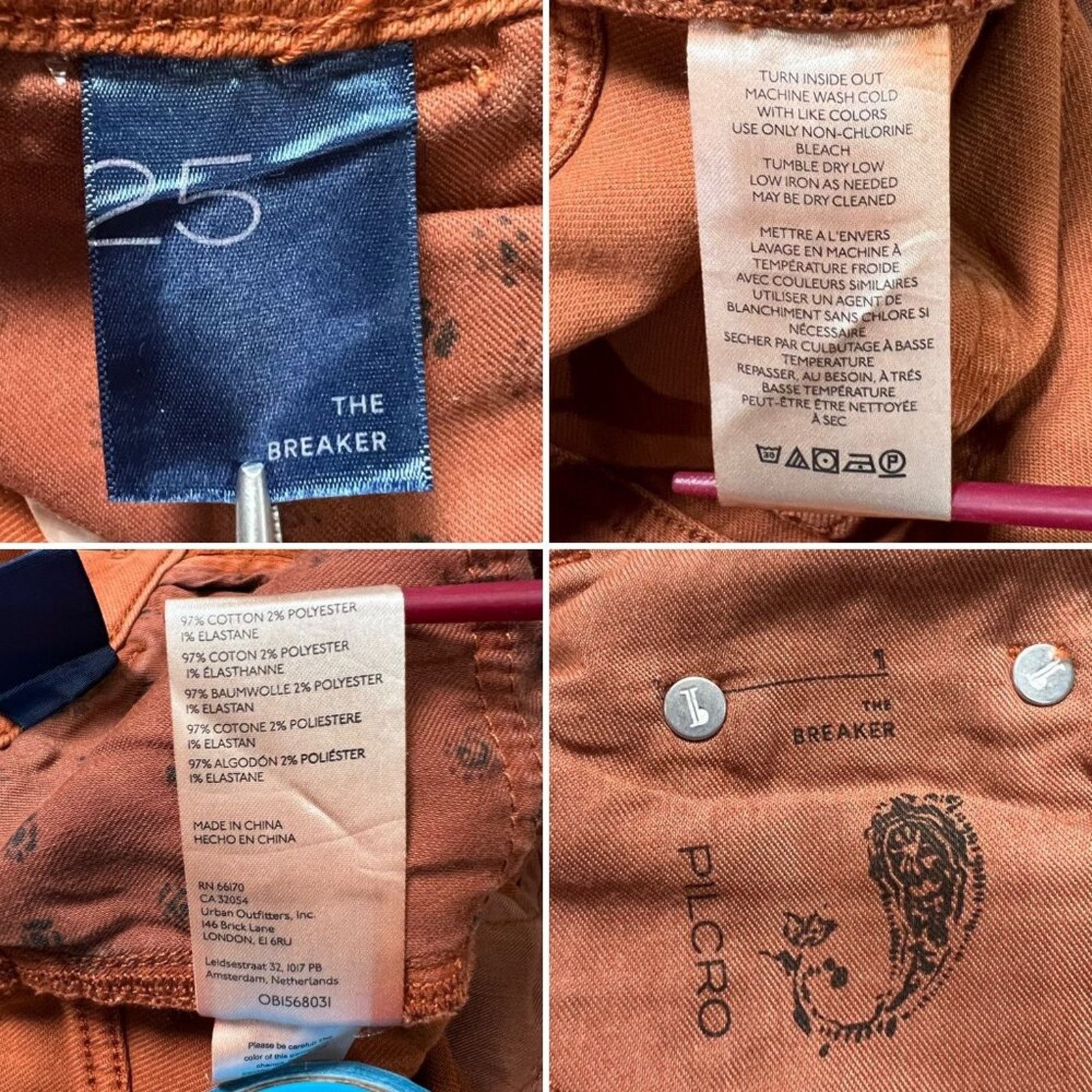 Anthropologie Pilcro The Breaker Orange High Rise Pants 25 NWT Size 25" / US 0 / IT 36 - 4 Thumbnail