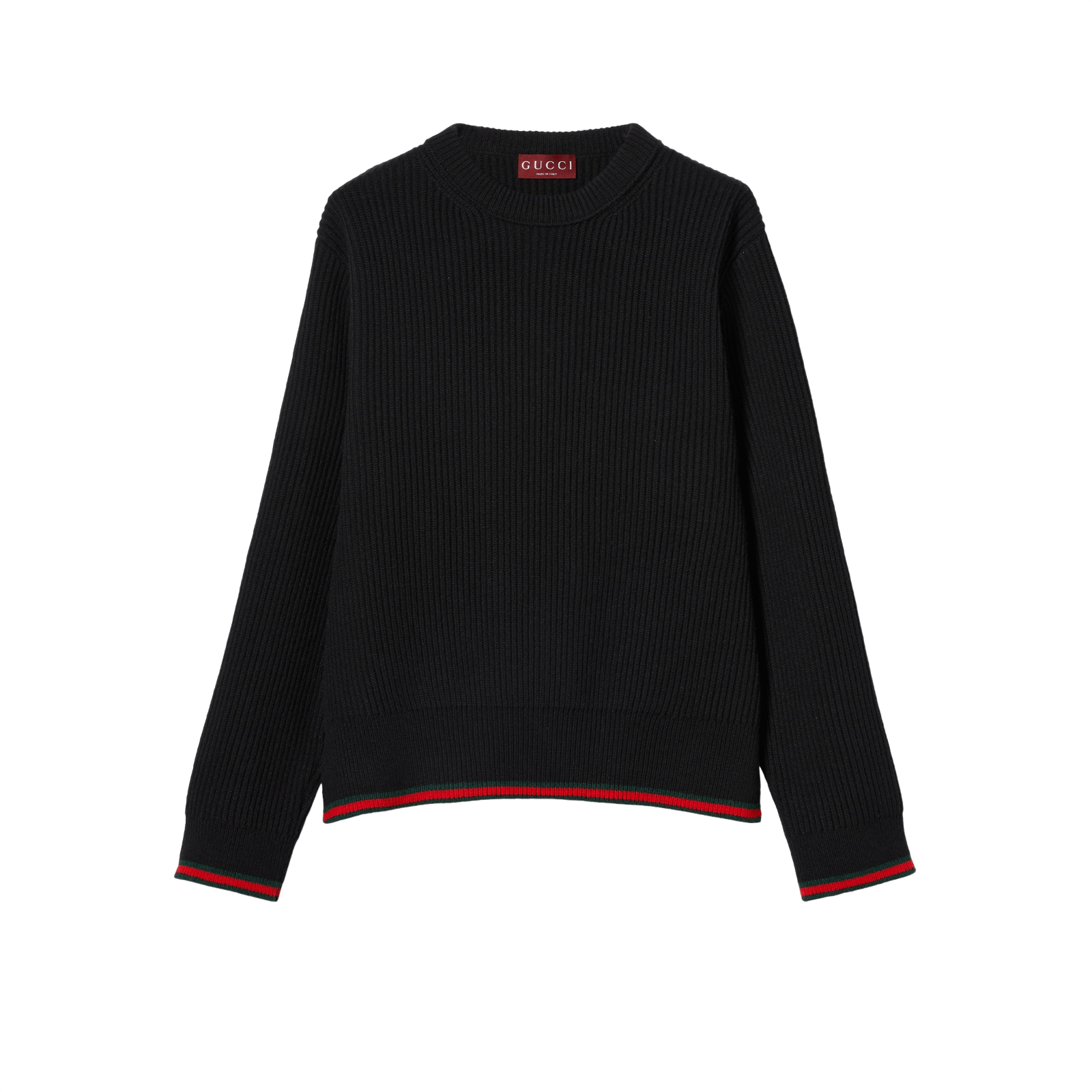 GUCCI Black Wool Cashmere Rib Knit Sweater New