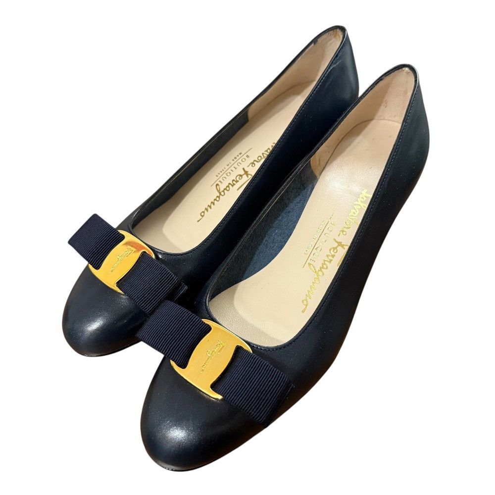 Salvatore Ferragamo Salvatore Ferragamo Vara Leather Low Heel Pumps Leather Shoes DUTY FREE for USA