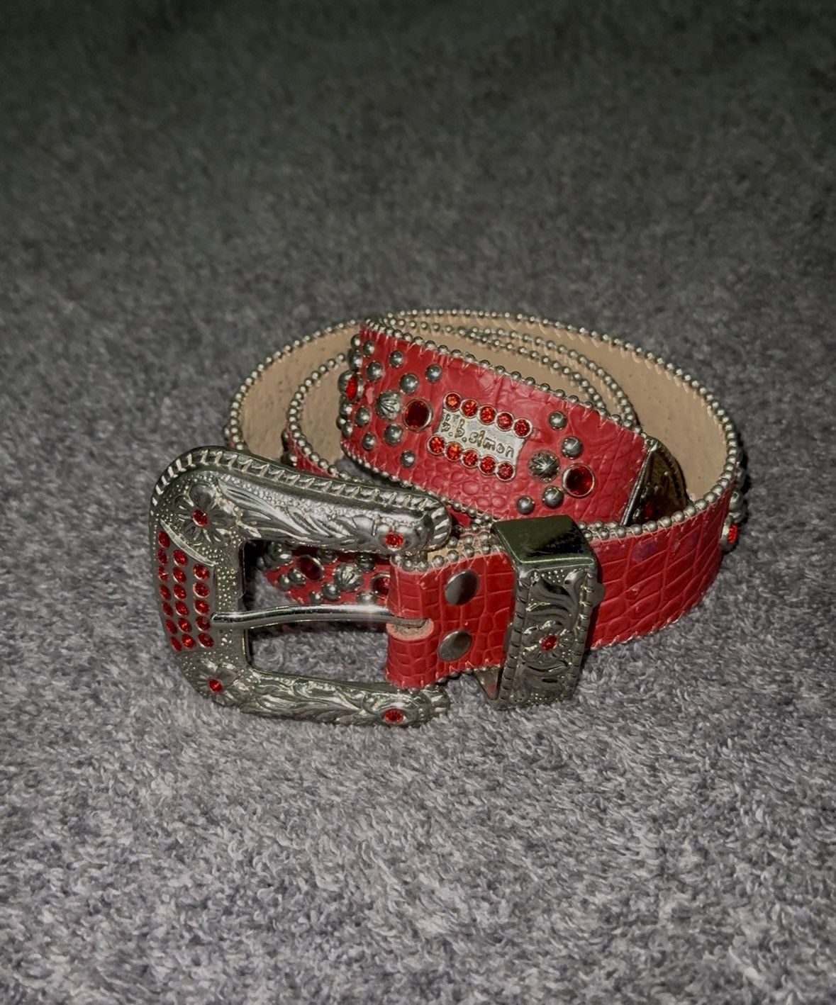 B.B. Simon Red alligator BB simon belt Size 36 - 1 Thumbnail