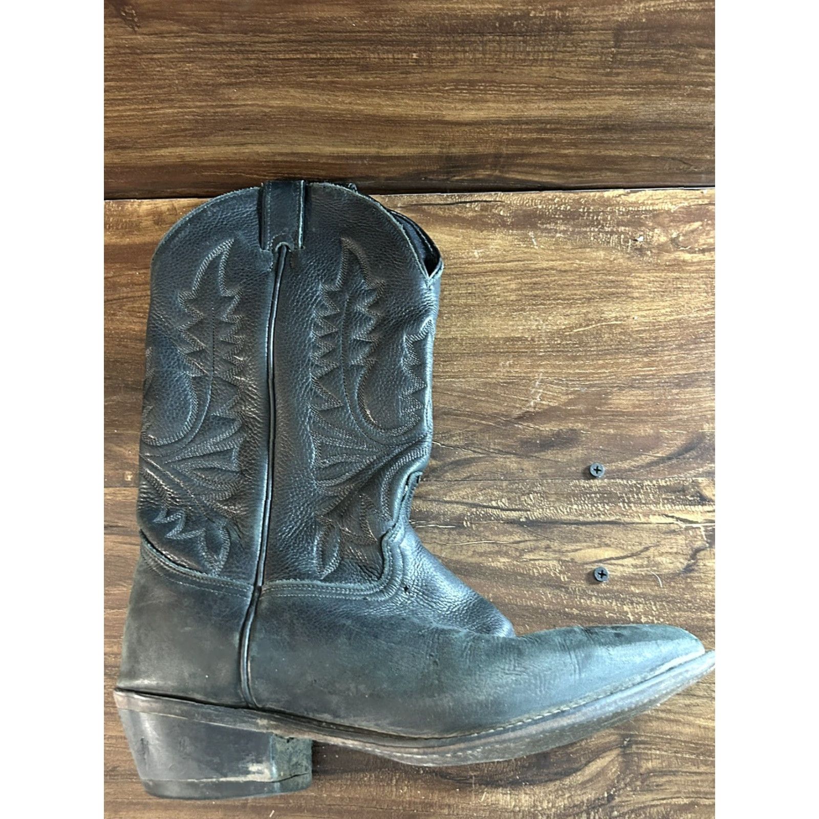 Vintage Abilene Boots Western Cowboy Men's Black Leather sz 10 EE Leather Outsole Size 10 EE Mens Cowboy Western Boots Abilene Black Leather Shoes Size US 10 / EU 43 - 7 Thumbnail